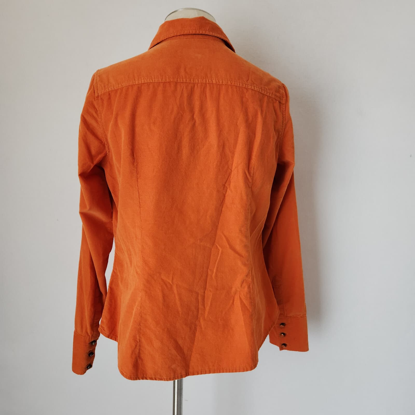 Vintage Talbots Corduroy Button-Up Shirt Long Sleeve Cotton Orange Women's M - Thumbnail 6