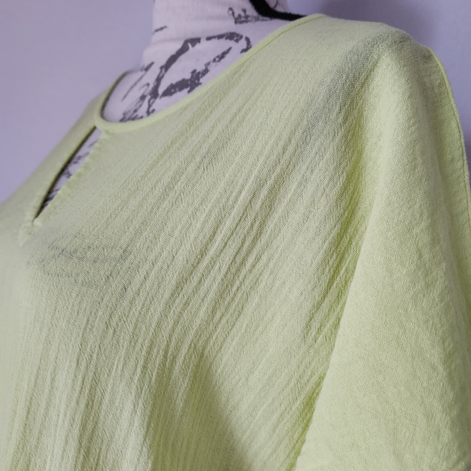 Soft Surroundings Moderne Gauze Tunic Top Drop Shoulder Cotton Lime Green Sz.L - Thumbnail 5