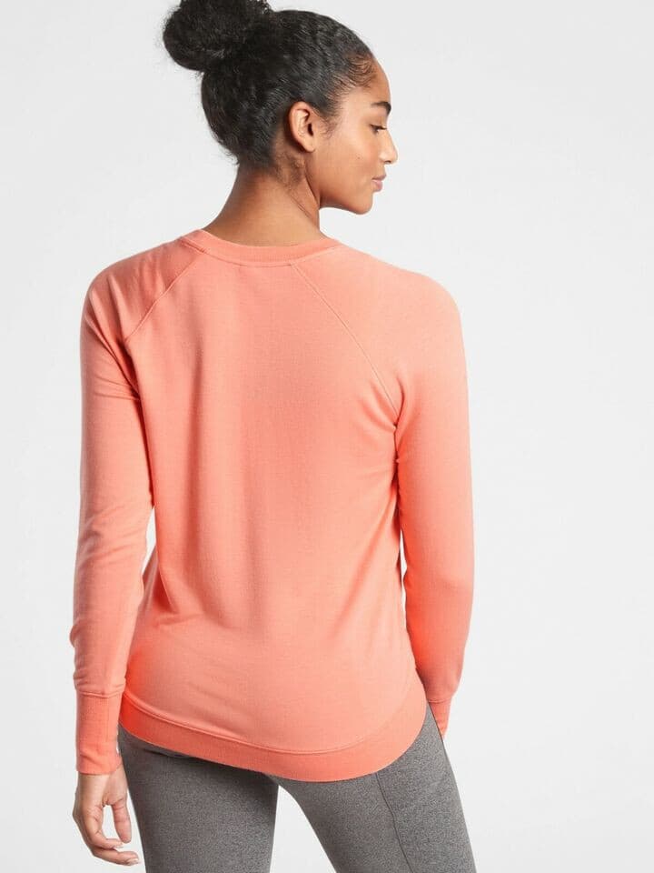 EUC Athleta Mindset Modal Terry Knit Sweatshirt Long Sleeve Island Coral Women M - Thumbnail 3