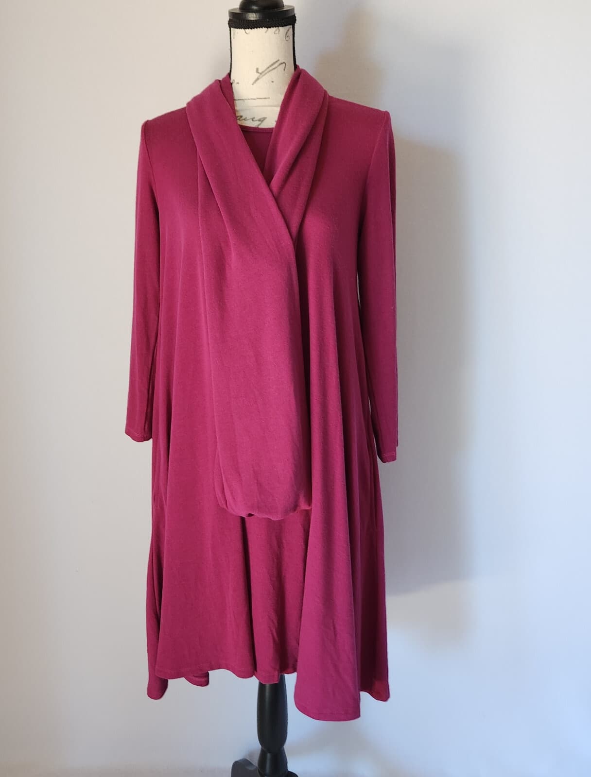 NWoT The Look Tunic Swing Sweater Dress with Scarf Long Sleeve Red-Pink Women PS - Thumbnail 2