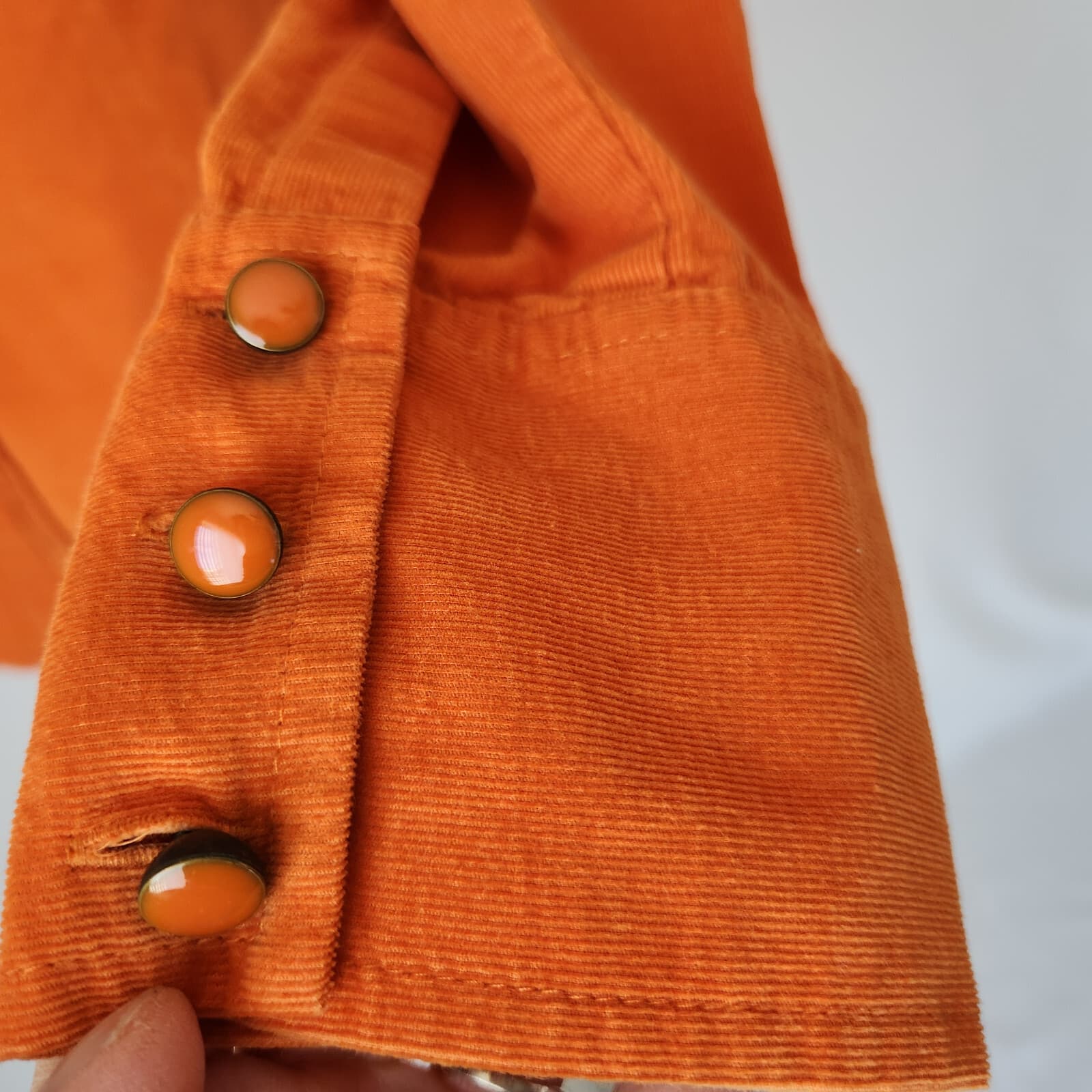 Vintage Talbots Corduroy Button-Up Shirt Long Sleeve Cotton Orange Women's M - Thumbnail 4