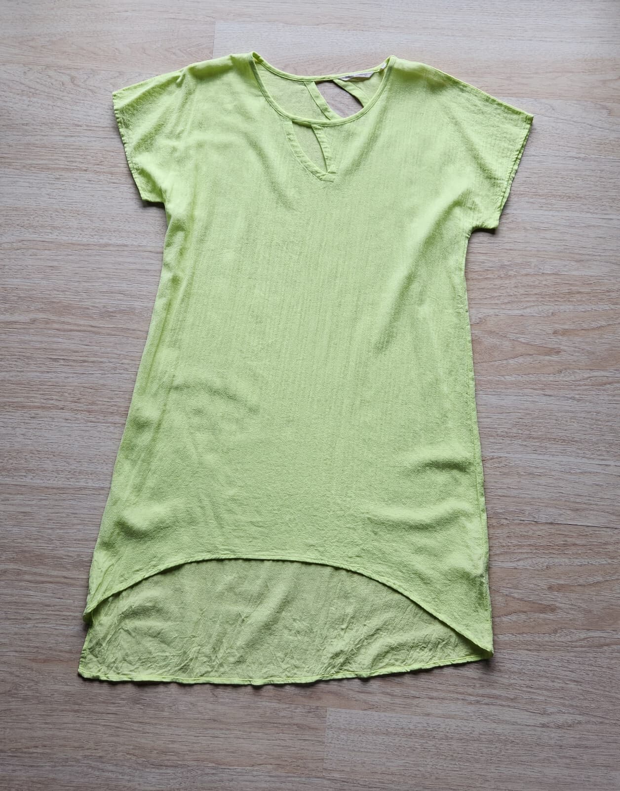 Soft Surroundings Moderne Gauze Tunic Top Drop Shoulder Cotton Lime Green Sz.L - Thumbnail 4
