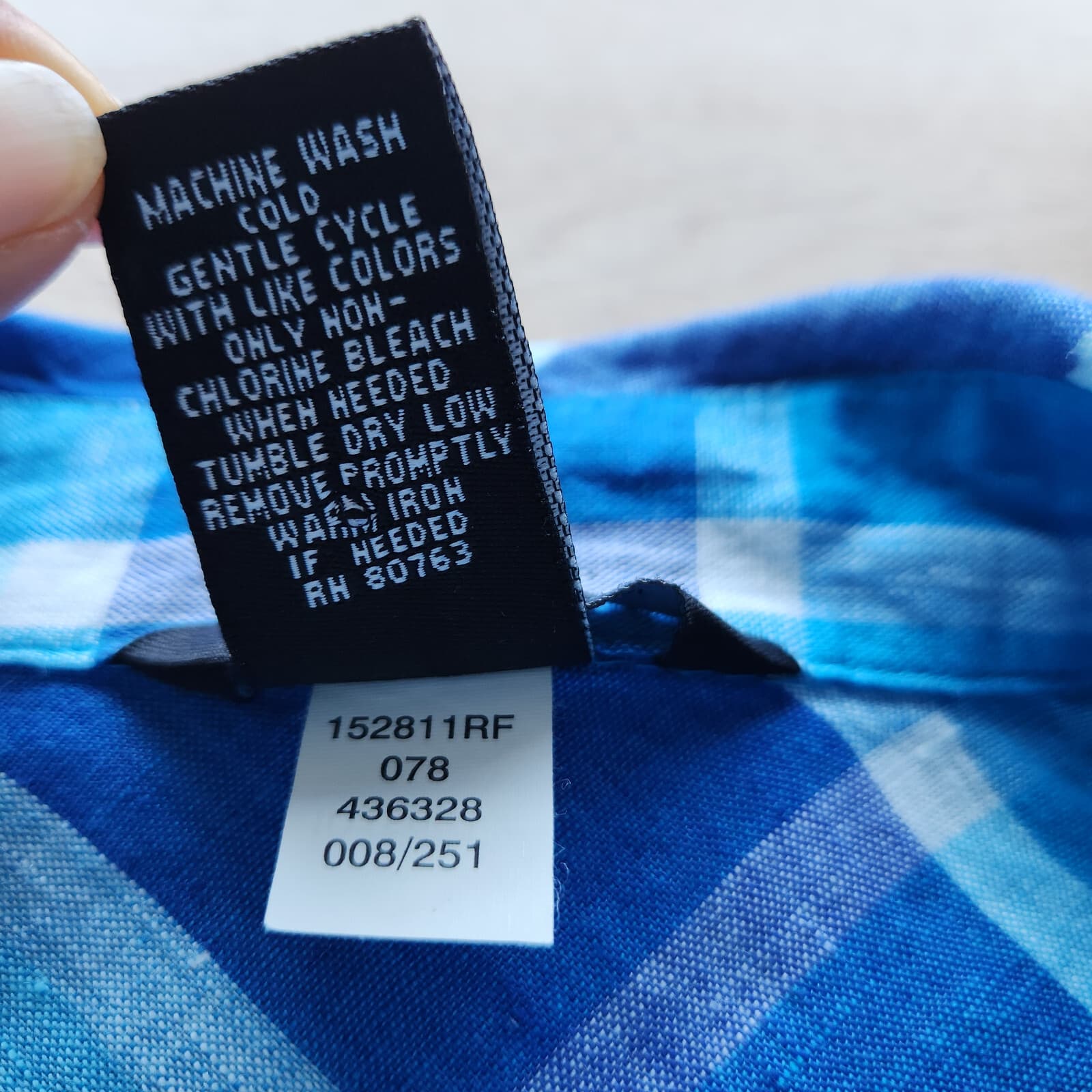 MODA International 100% Linen Plaid Midi Shirt Dress Long Sleeve Blue Women Sz.O - Thumbnail 7