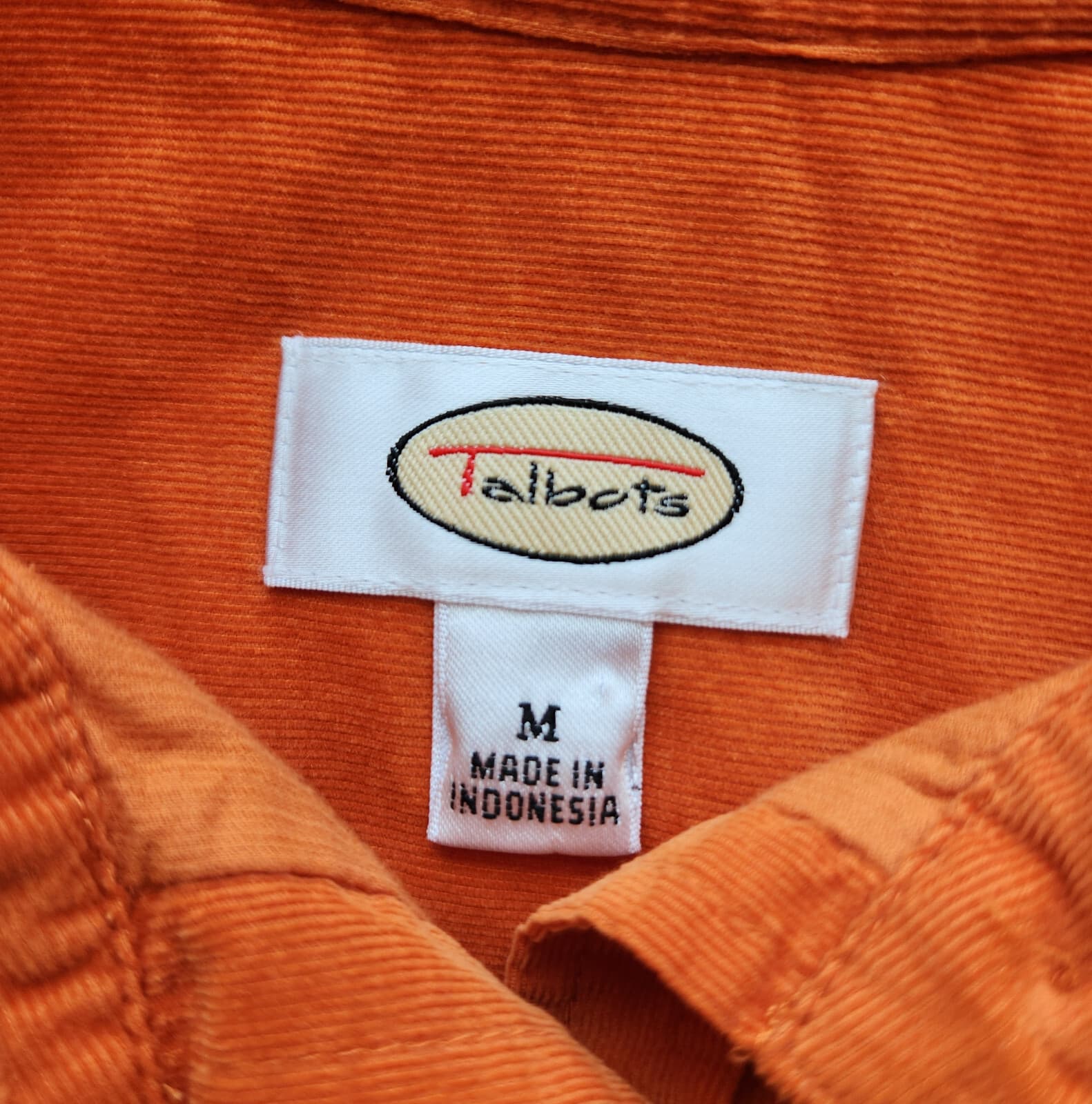Vintage Talbots Corduroy Button-Up Shirt Long Sleeve Cotton Orange Women's M - Thumbnail 7