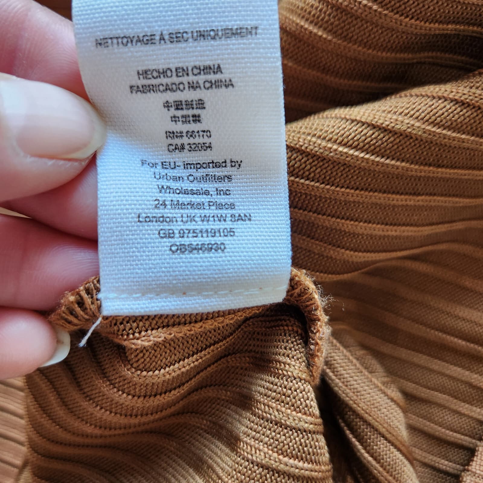 Free People Irene Twist Ribbed Knit Dress V-Neck 3/4 Sleeve Brown Women Sz.S - Thumbnail 10