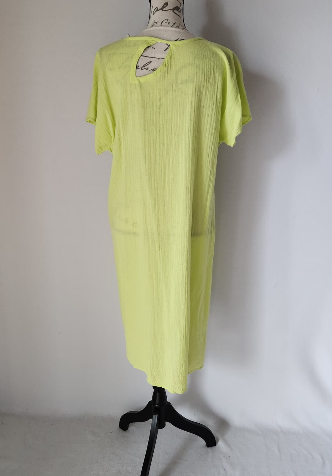 Soft Surroundings Moderne Gauze Tunic Top Drop Shoulder Cotton Lime Green Sz.L - Thumbnail 6