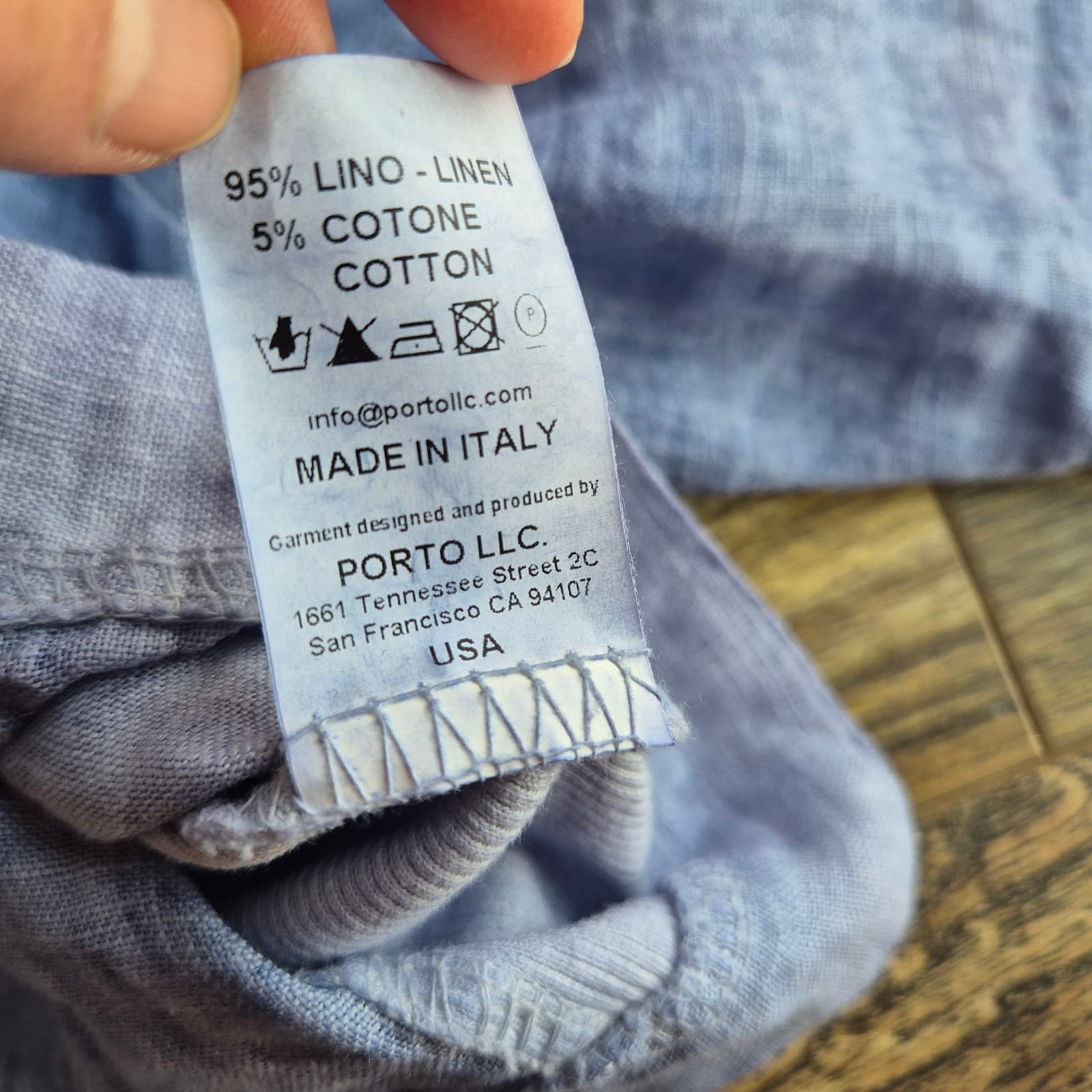 Made in Italy Linen Cotton Cropped Light Jacket 3/4 Sleeve Button Blue Bust 42" - Thumbnail 11