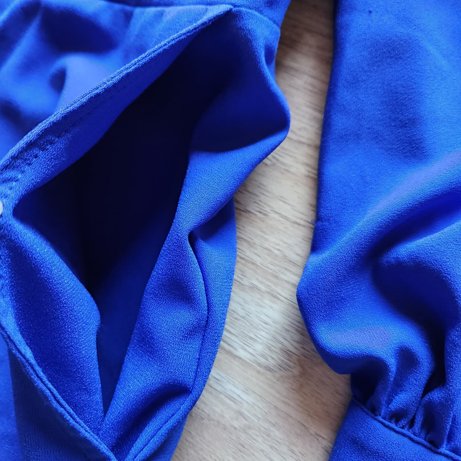 ELOQUII Royal Blue Jumpsuit Back Key-Hole Tie-Long Sleeve Wile Leg Pocket Sz.18 - Thumbnail 7