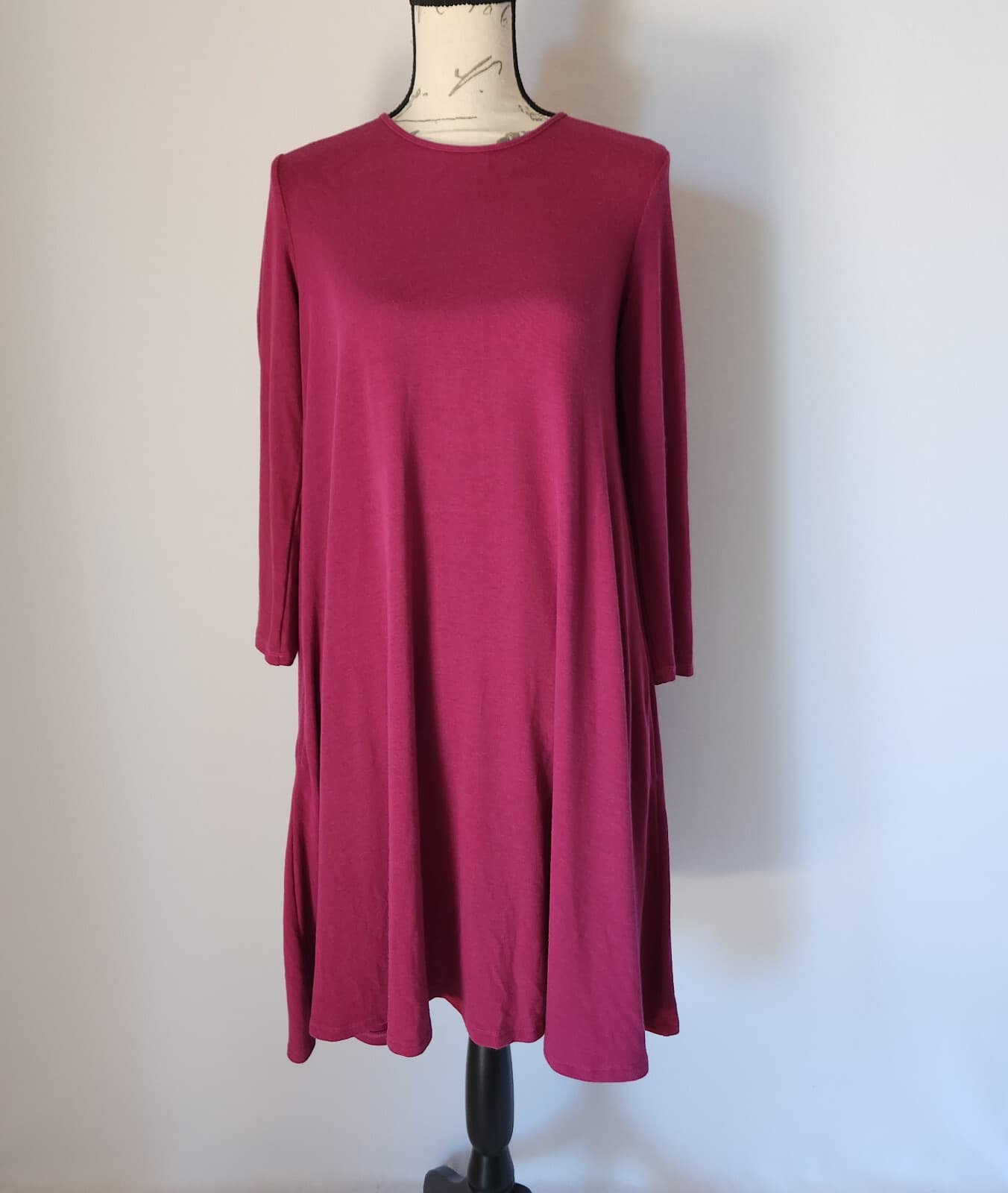 NWoT The Look Tunic Swing Sweater Dress with Scarf Long Sleeve Red-Pink Women PS - Thumbnail 3