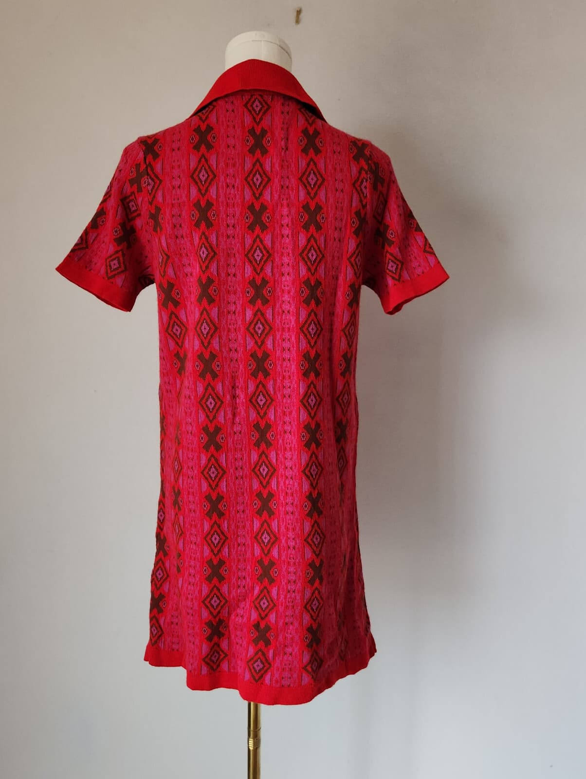 Free People Kitt Mini Sweater Dress Collar Short Sleeve Wool Blend Red Womens XS - Thumbnail 7