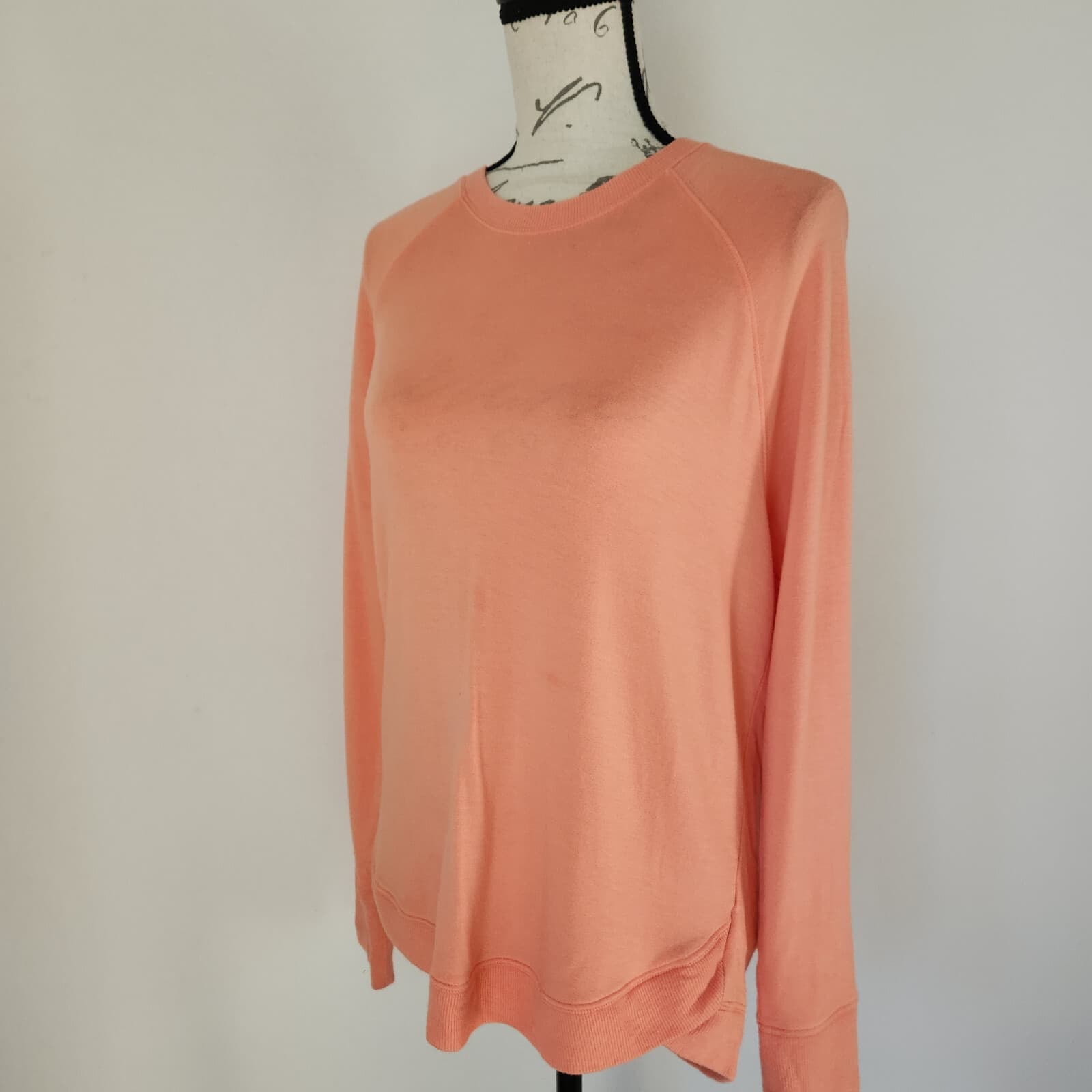 EUC Athleta Mindset Modal Terry Knit Sweatshirt Long Sleeve Island Coral Women M - Thumbnail 4