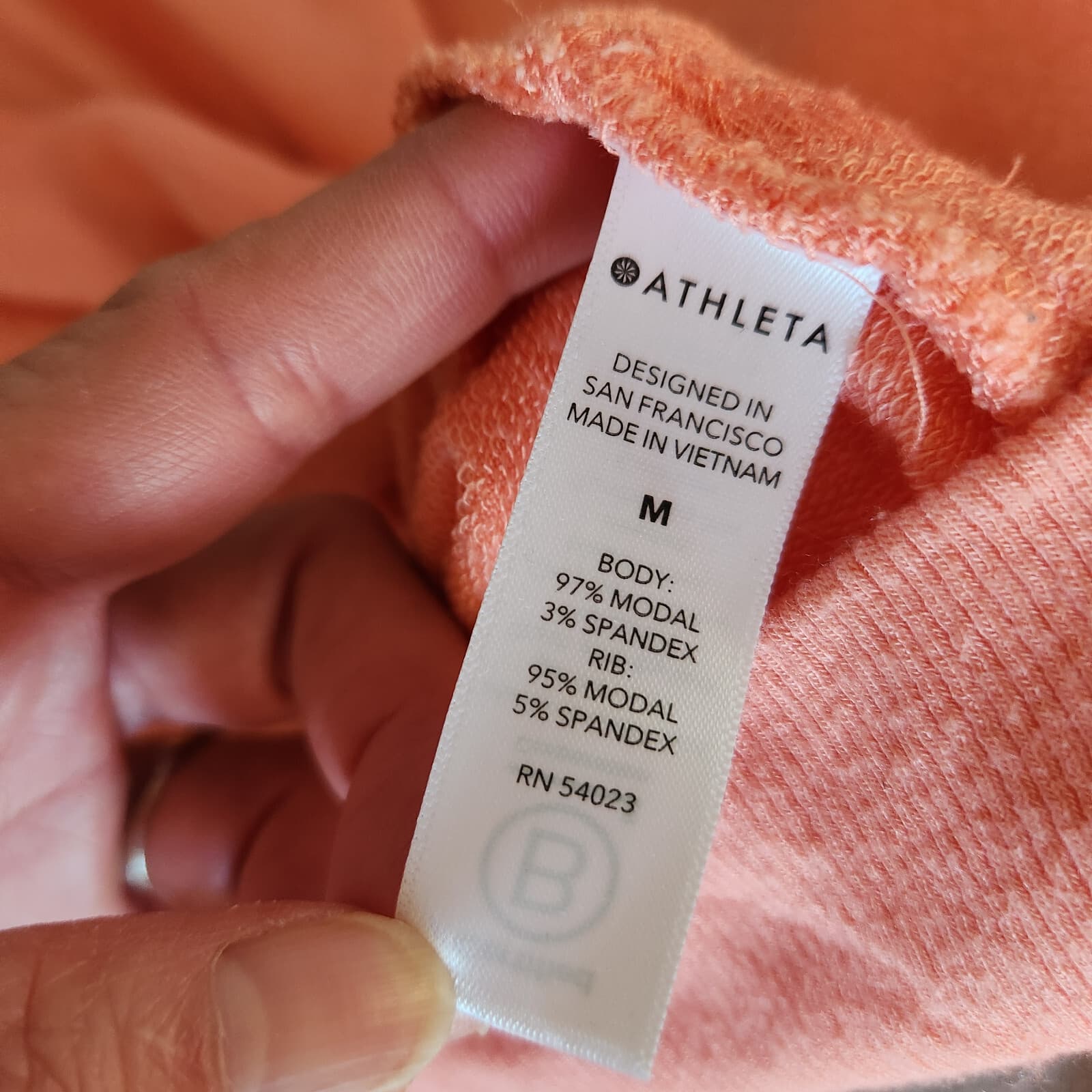 EUC Athleta Mindset Modal Terry Knit Sweatshirt Long Sleeve Island Coral Women M - Thumbnail 9
