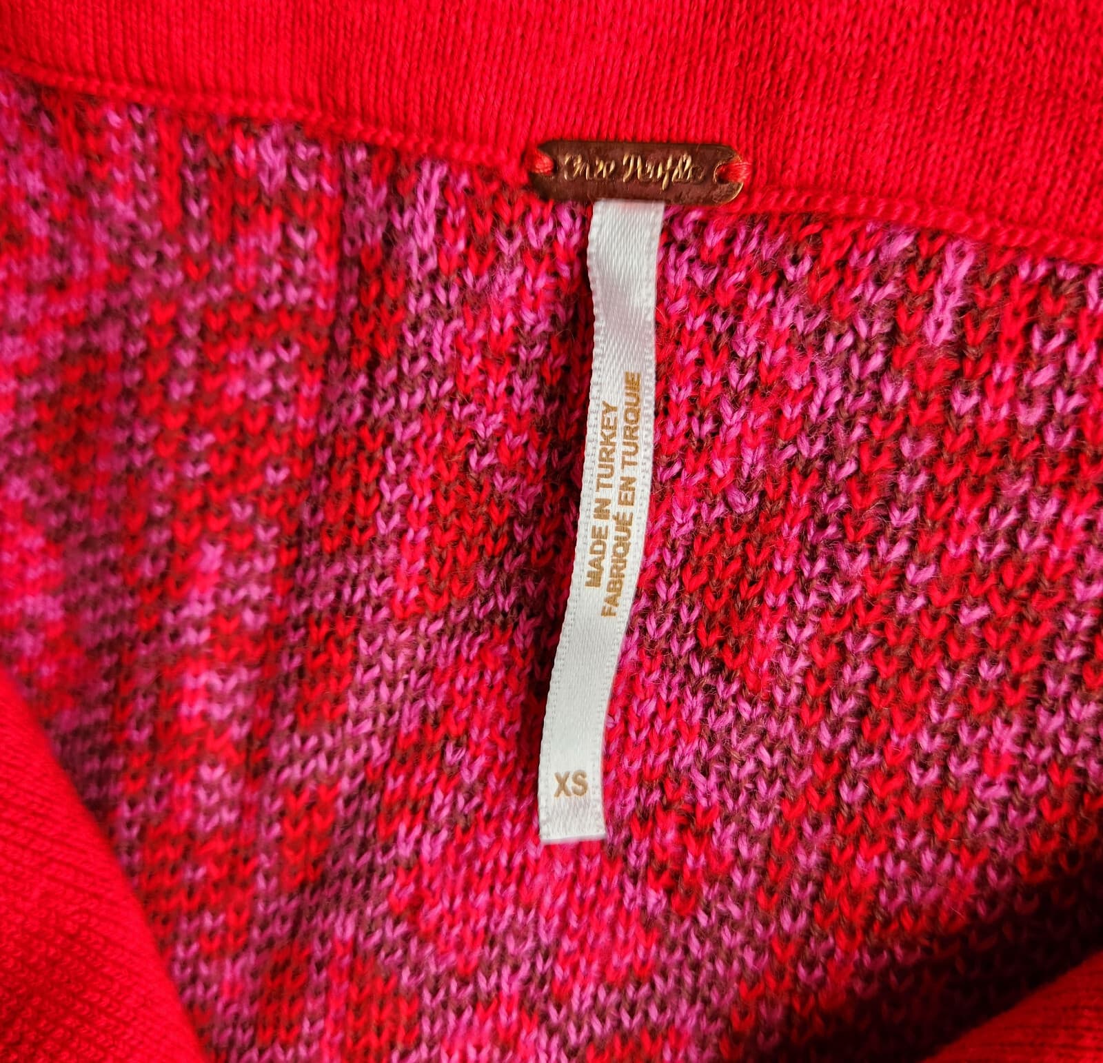 Free People Kitt Mini Sweater Dress Collar Short Sleeve Wool Blend Red Womens XS - Thumbnail 10