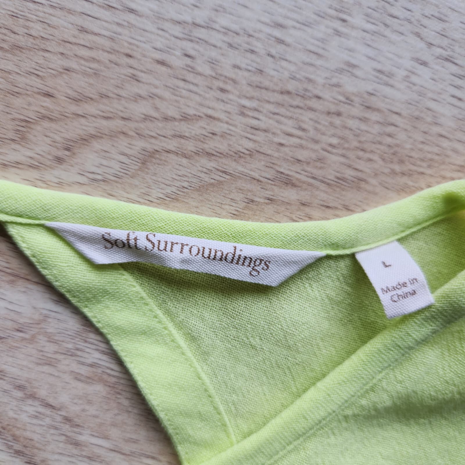 Soft Surroundings Moderne Gauze Tunic Top Drop Shoulder Cotton Lime Green Sz.L - Thumbnail 7