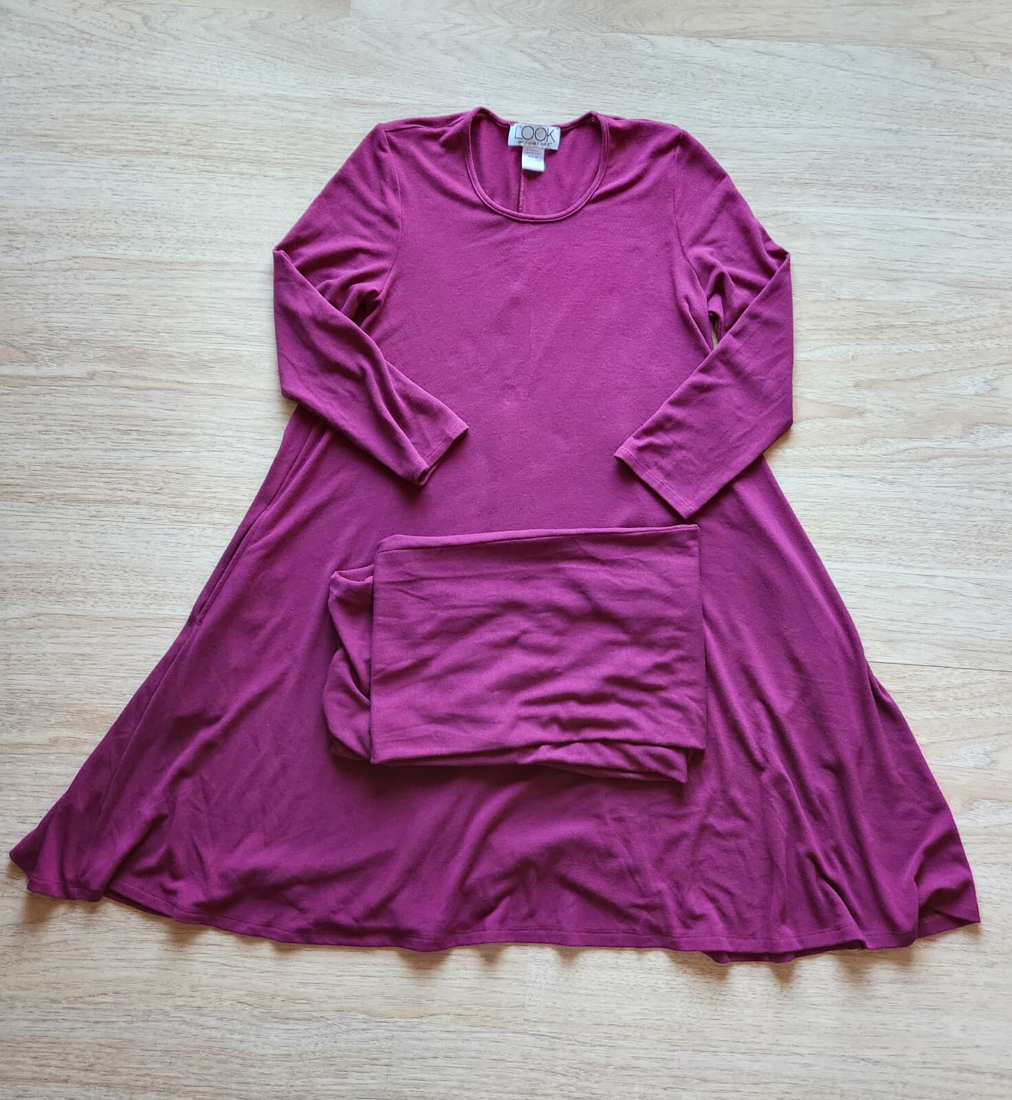 NWoT The Look Tunic Swing Sweater Dress with Scarf Long Sleeve Red-Pink Women PS - Thumbnail 5