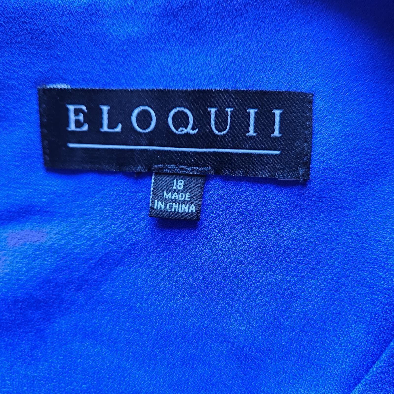 ELOQUII Royal Blue Jumpsuit Back Key-Hole Tie-Long Sleeve Wile Leg Pocket Sz.18 - Thumbnail 8
