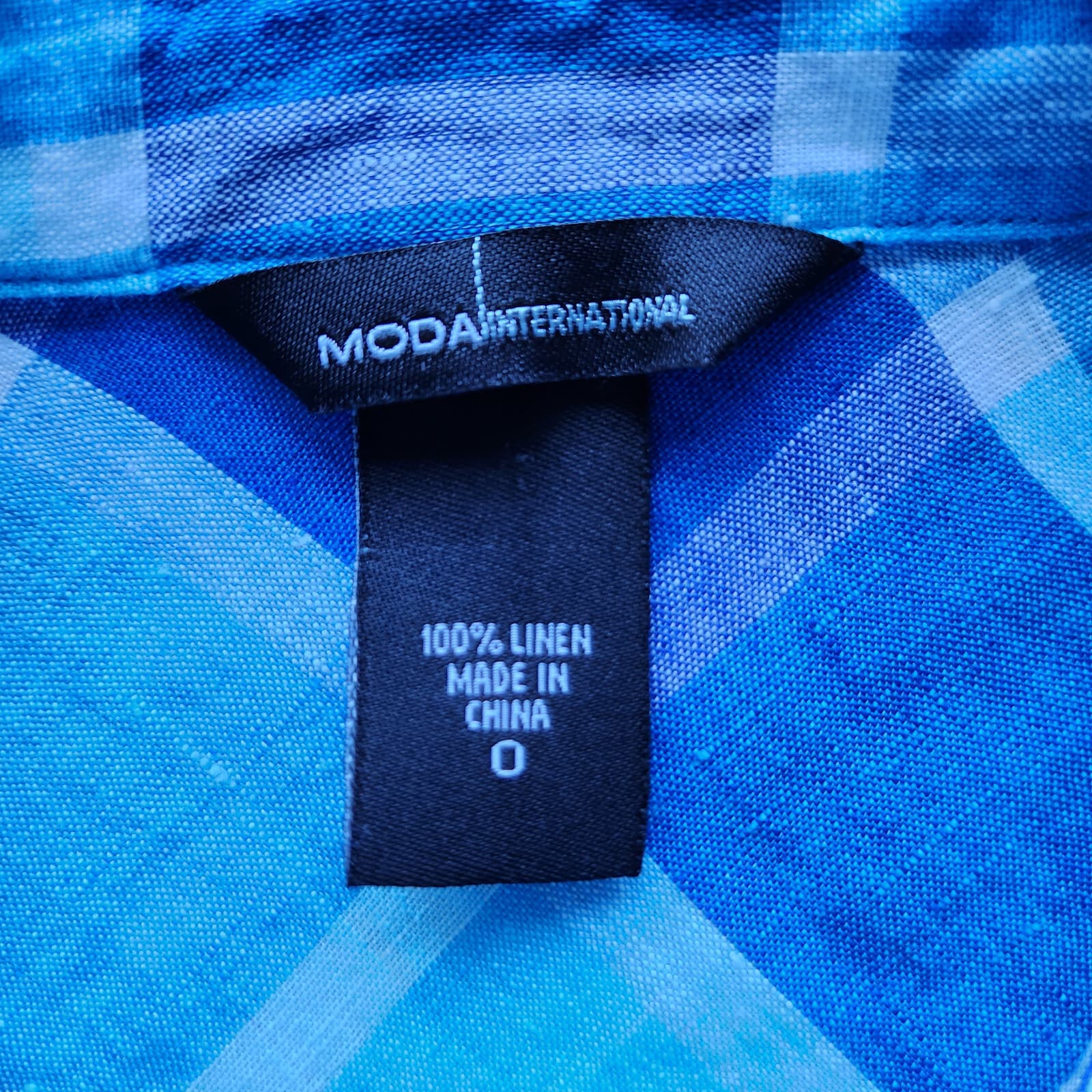 MODA International 100% Linen Plaid Midi Shirt Dress Long Sleeve Blue Women Sz.O - Thumbnail 6