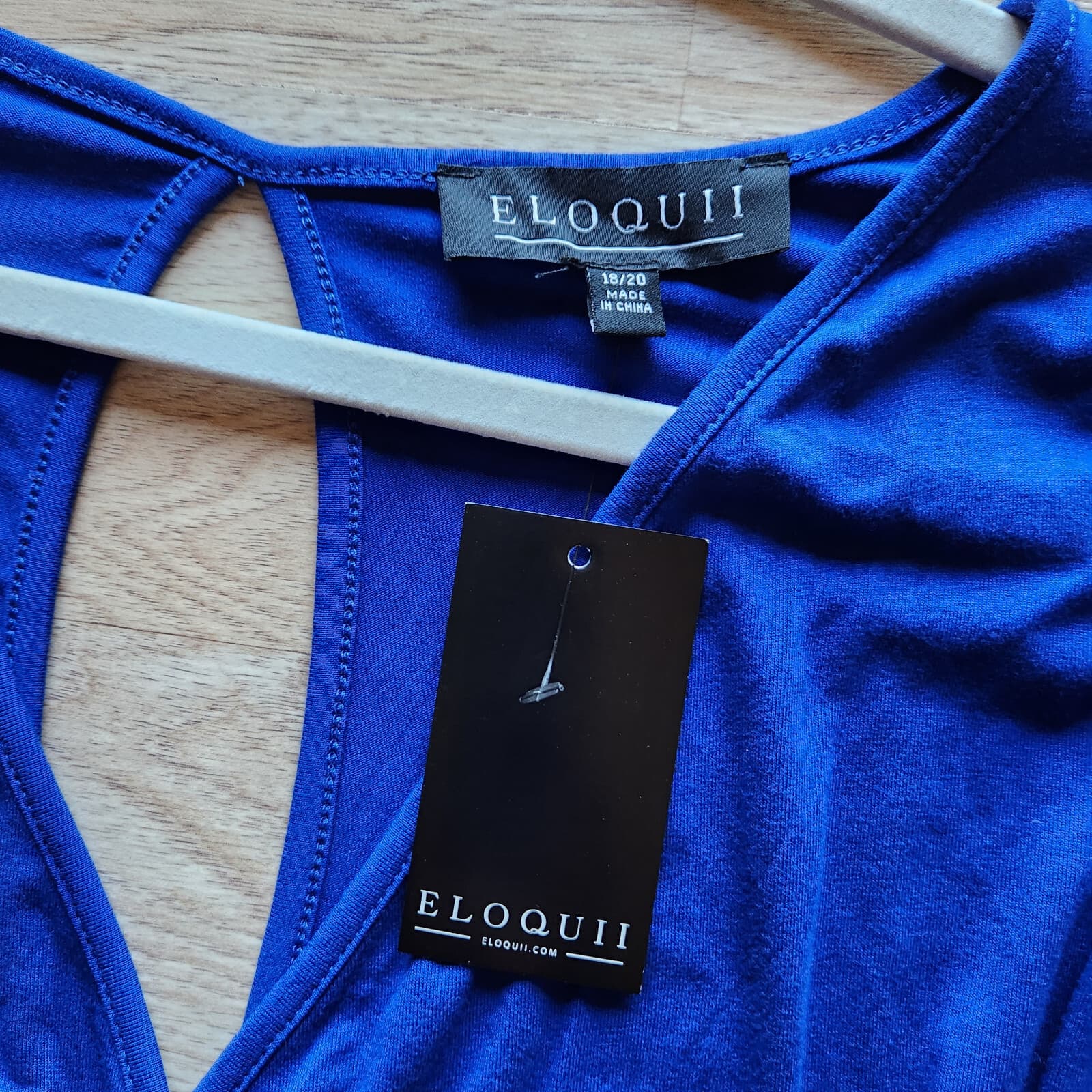 NWT ELOQUII Maxi Dress Back Key-Hole Kimono Sleeve Knit Royal Blue Women's 18/20 - Thumbnail 7