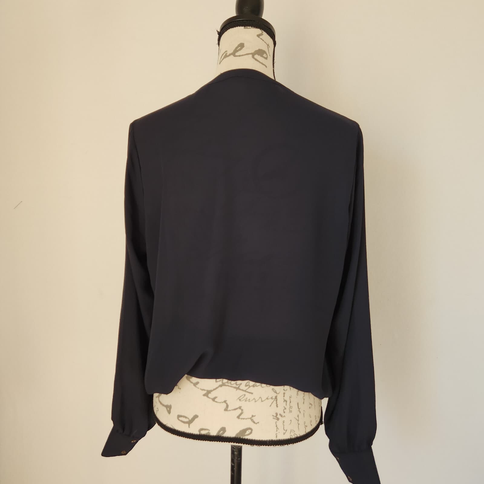 Scotch & Soda Chiffon Tie-Front Blouse Popover V-Neck Long Sleeve Black Womens M - Thumbnail 7