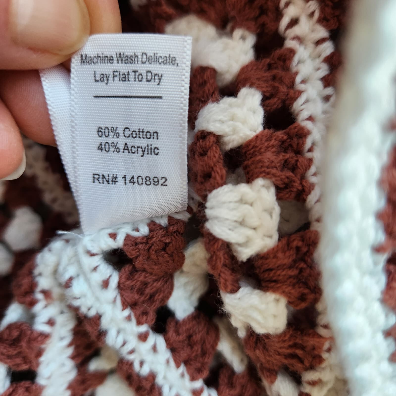 Marine Layer $128 Cora Crochet Tank Top Square Neck Cotton Blend Brown White M - Thumbnail 14