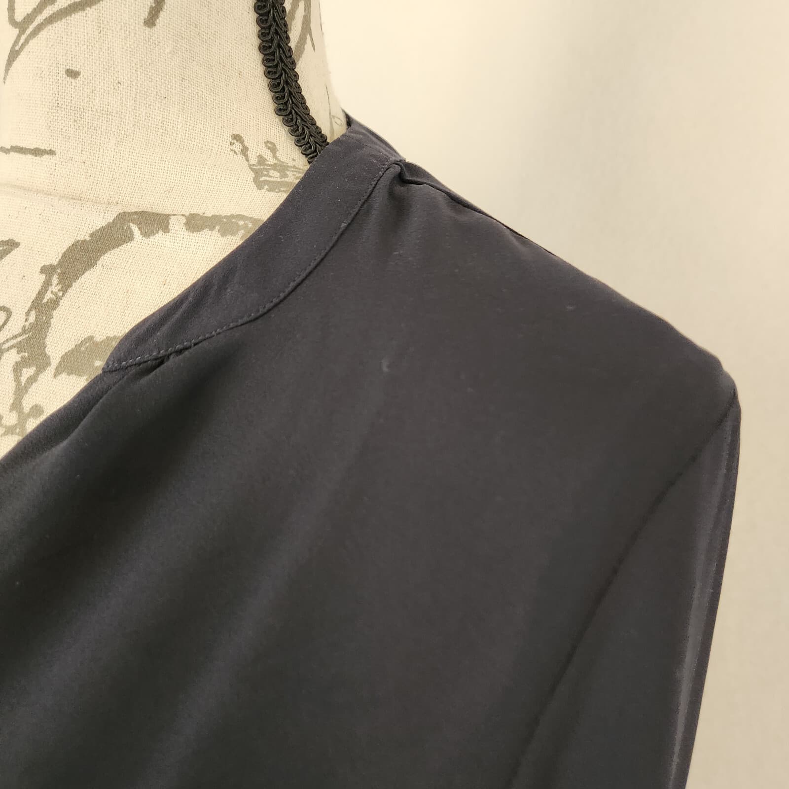 Scotch & Soda Chiffon Tie-Front Blouse Popover V-Neck Long Sleeve Black Womens M - Thumbnail 3