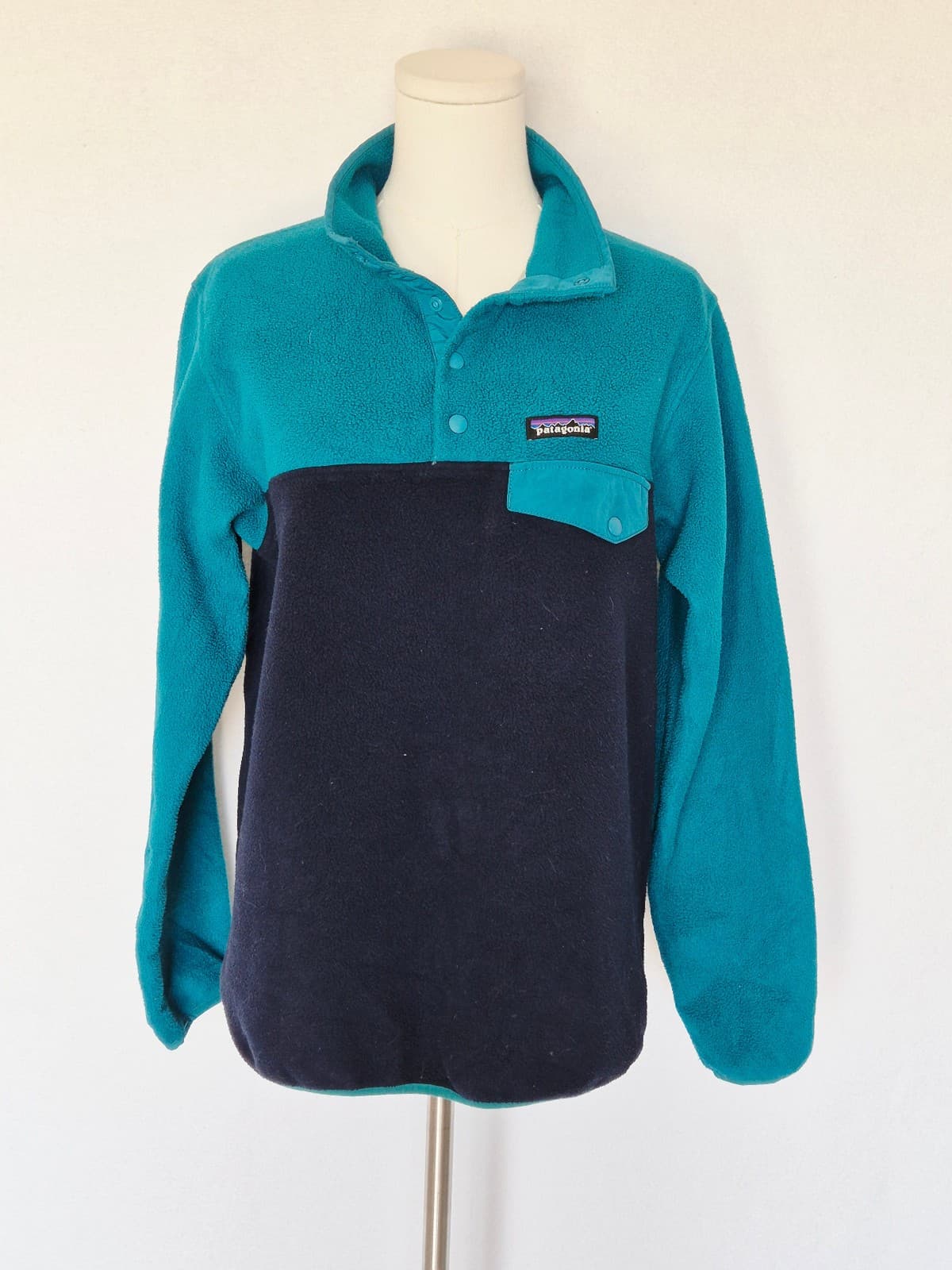 Patagonia Women's Small Lightweight Synchilla Snap-T Fleece Pullover Blue Green - Thumbnail 4