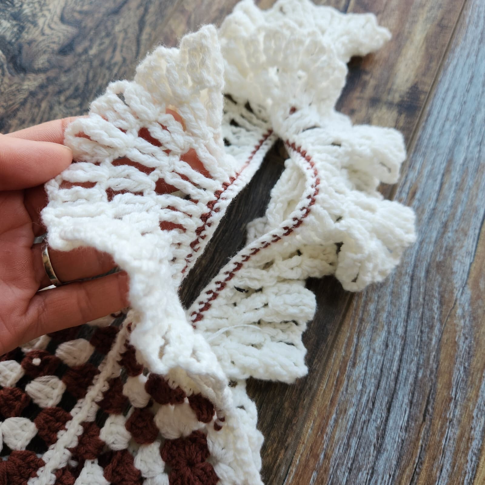 Marine Layer $128 Cora Crochet Tank Top Square Neck Cotton Blend Brown White M - Thumbnail 11