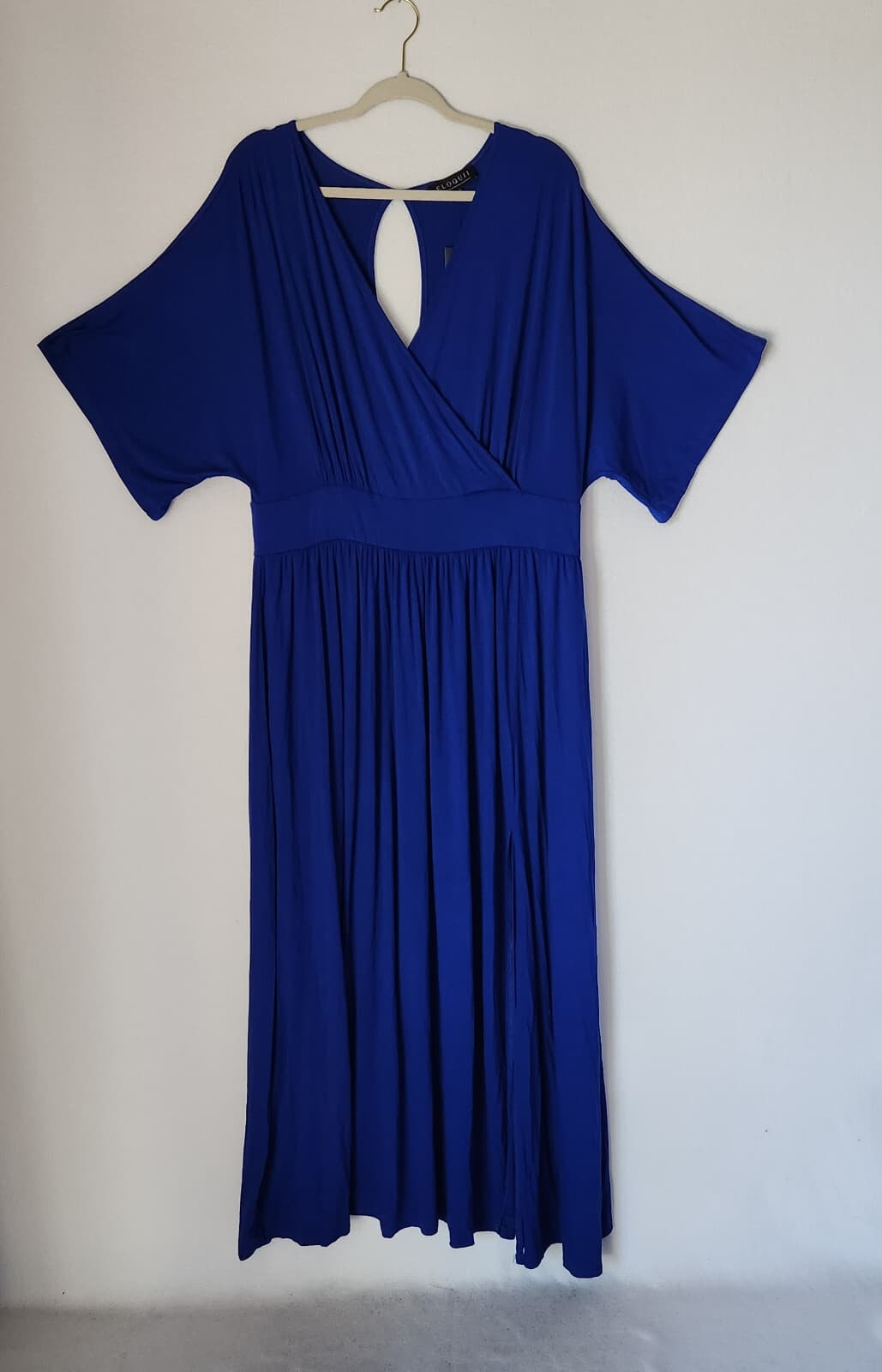 NWT ELOQUII Maxi Dress Back Key-Hole Kimono Sleeve Knit Royal Blue Women's 18/20 - Thumbnail 2