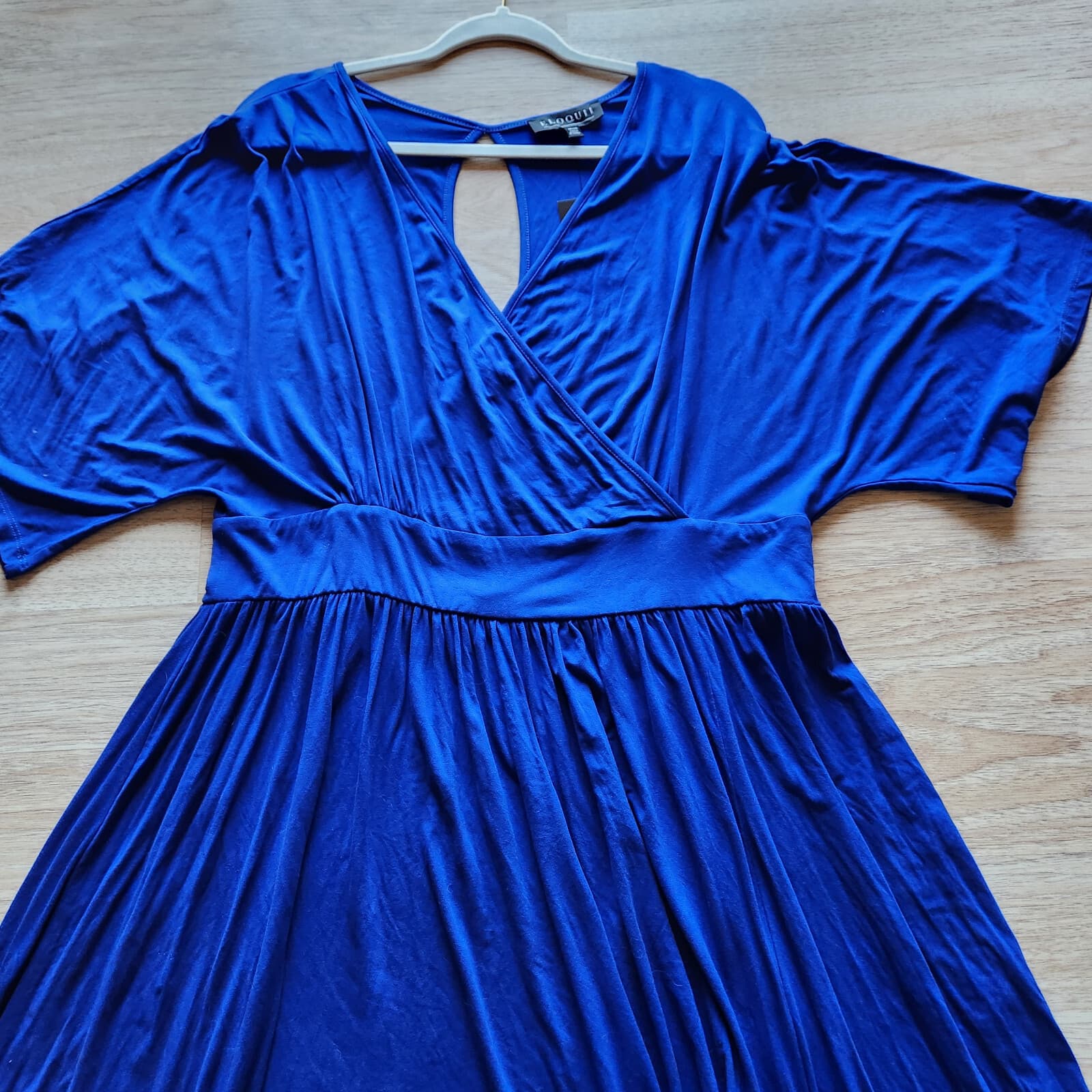 NWT ELOQUII Maxi Dress Back Key-Hole Kimono Sleeve Knit Royal Blue Women's 18/20 - Thumbnail 5
