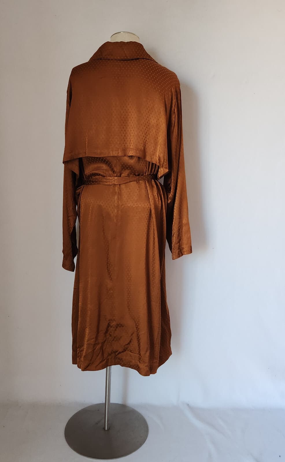 NWoT Torrid Satin Dotted Trench Coat Belted Pocket Copper Brown Women's 5X - Thumbnail 9