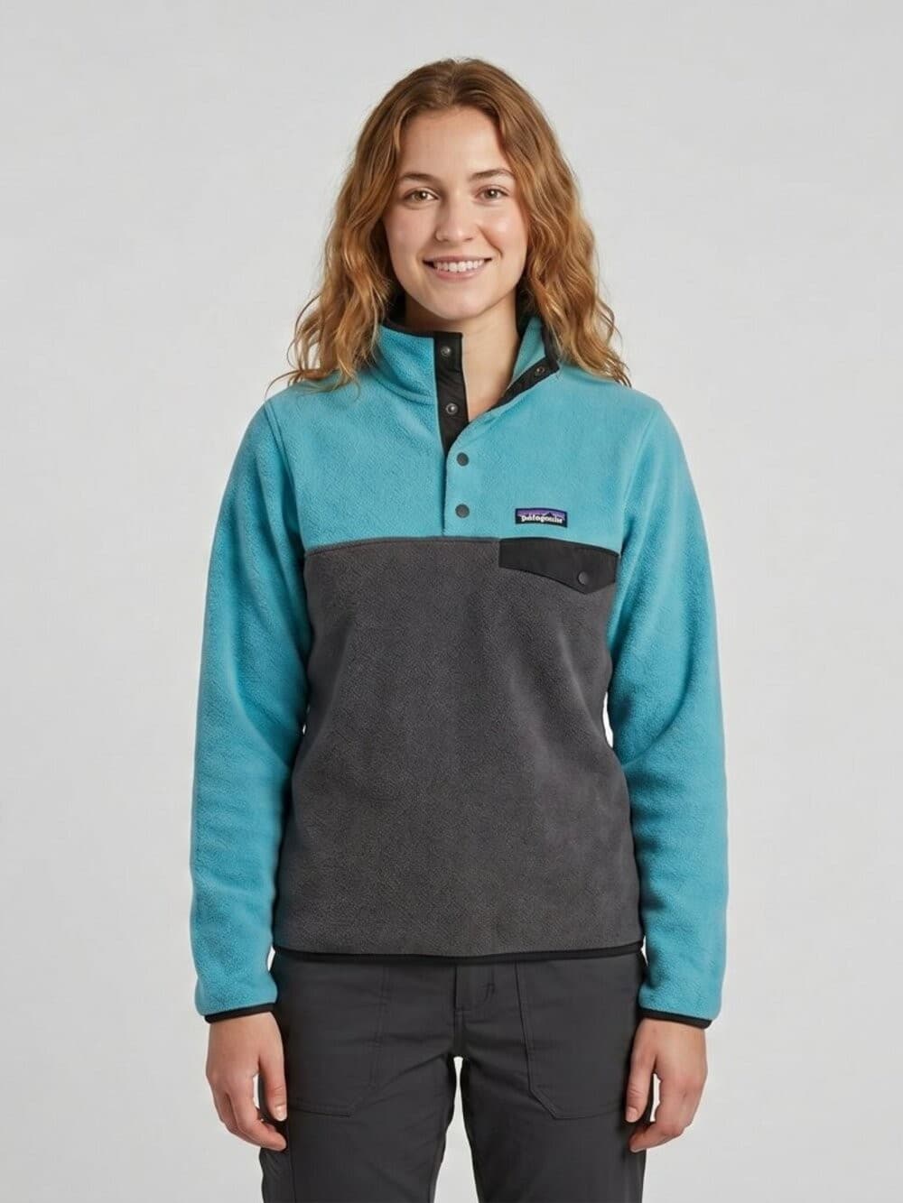 Patagonia Women's Small Lightweight Synchilla Snap-T Fleece Pullover Blue Green - Thumbnail 7
