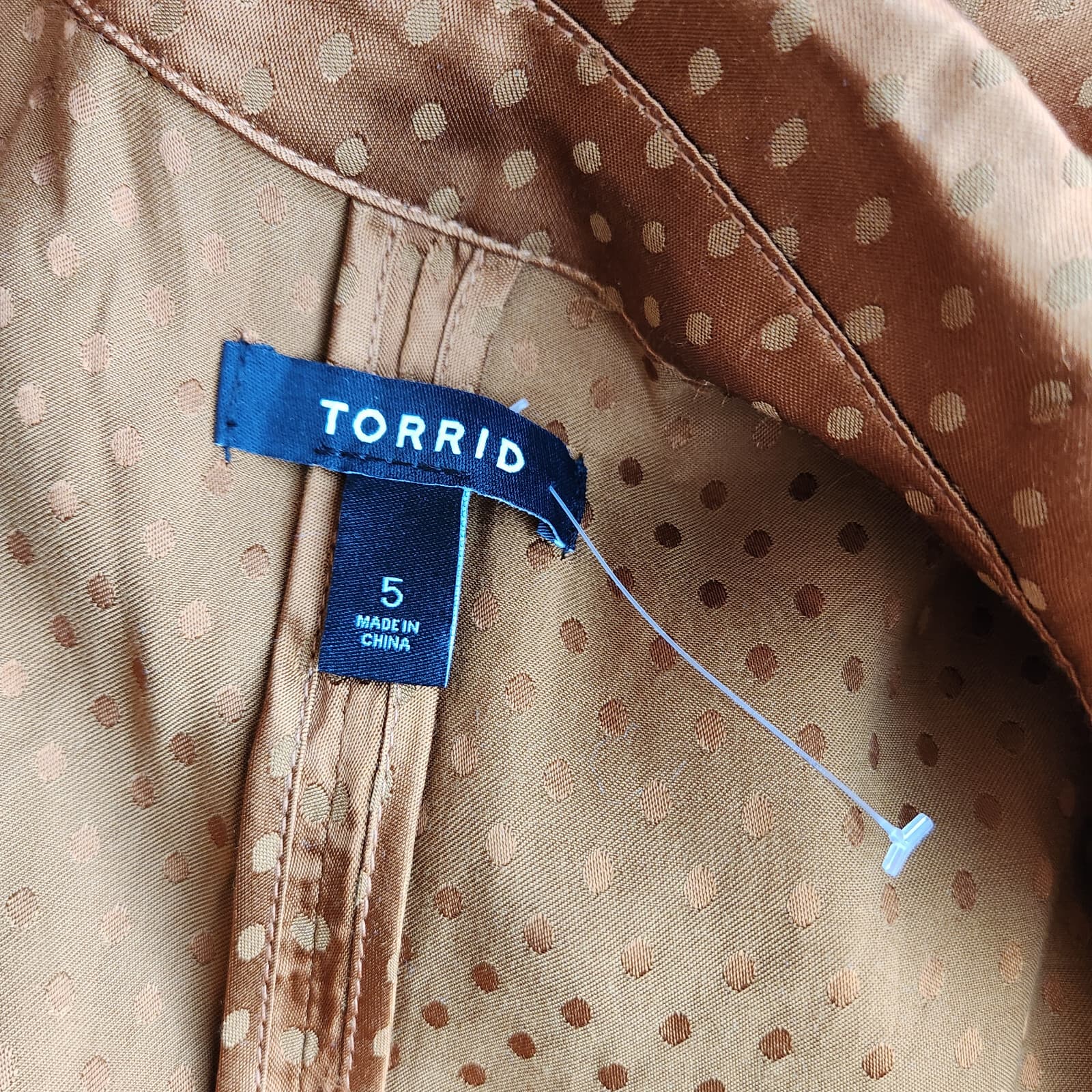 NWoT Torrid Satin Dotted Trench Coat Belted Pocket Copper Brown Women's 5X - Thumbnail 11