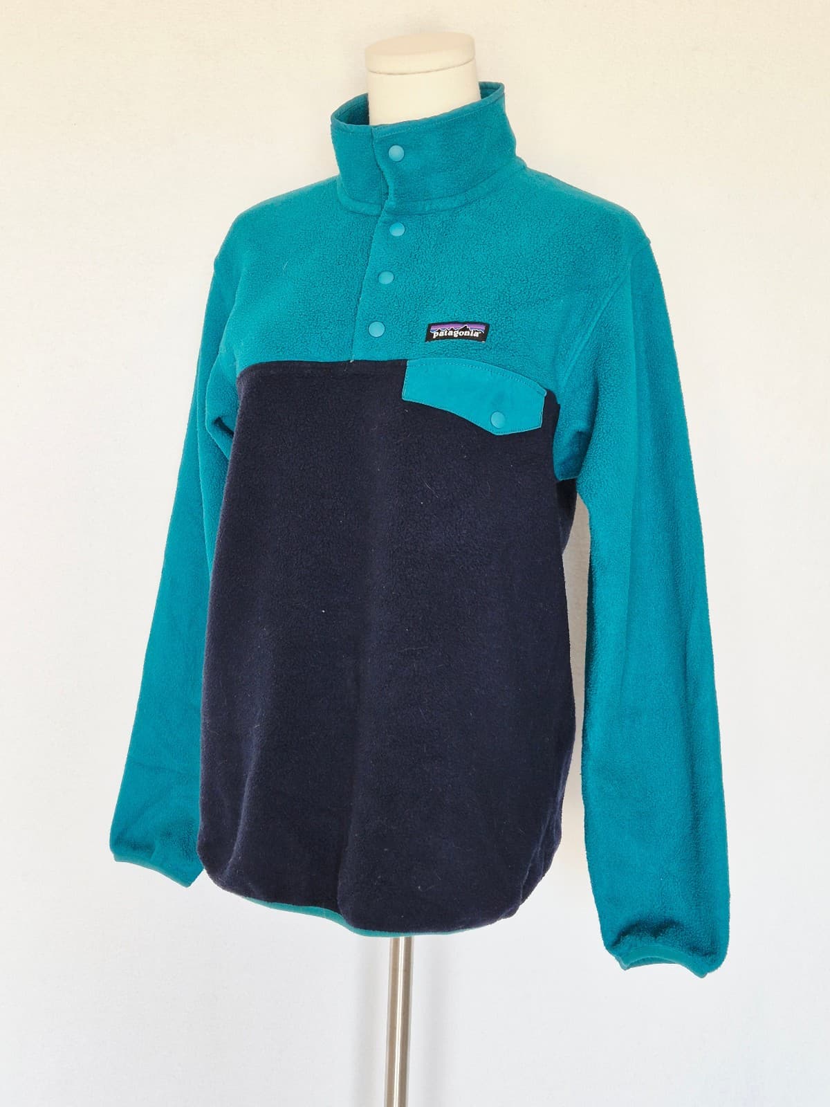 Patagonia Women's Small Lightweight Synchilla Snap-T Fleece Pullover Blue Green - Thumbnail 2