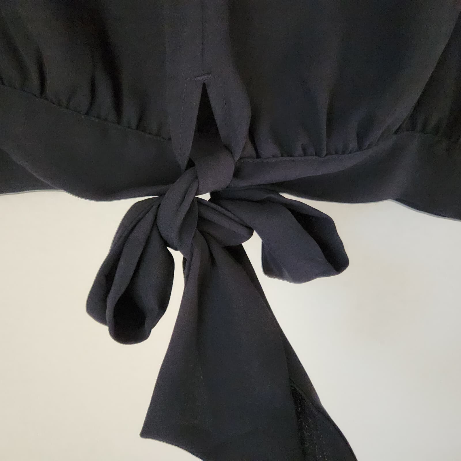 Scotch & Soda Chiffon Tie-Front Blouse Popover V-Neck Long Sleeve Black Womens M - Thumbnail 4