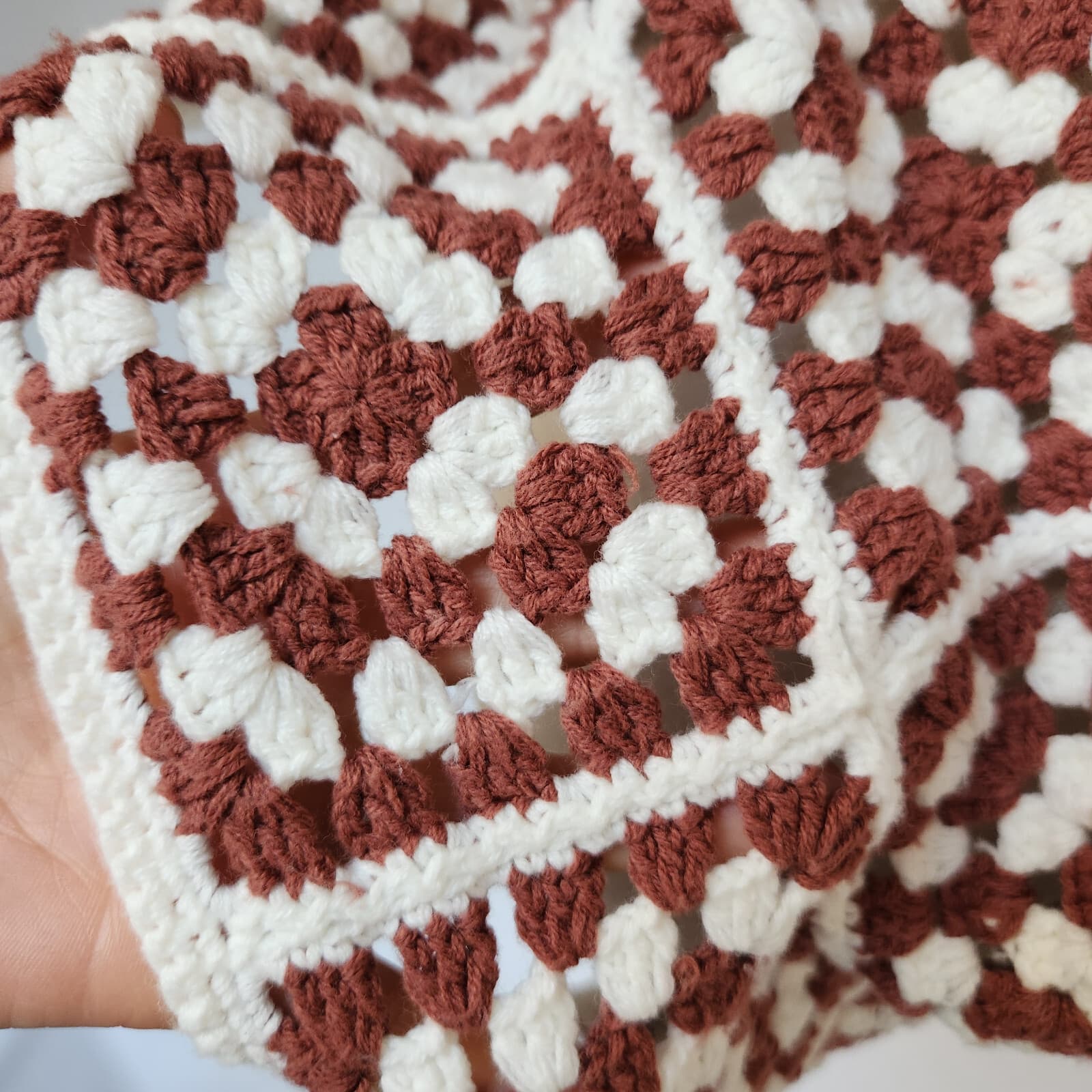 Marine Layer $128 Cora Crochet Tank Top Square Neck Cotton Blend Brown White M - Thumbnail 10
