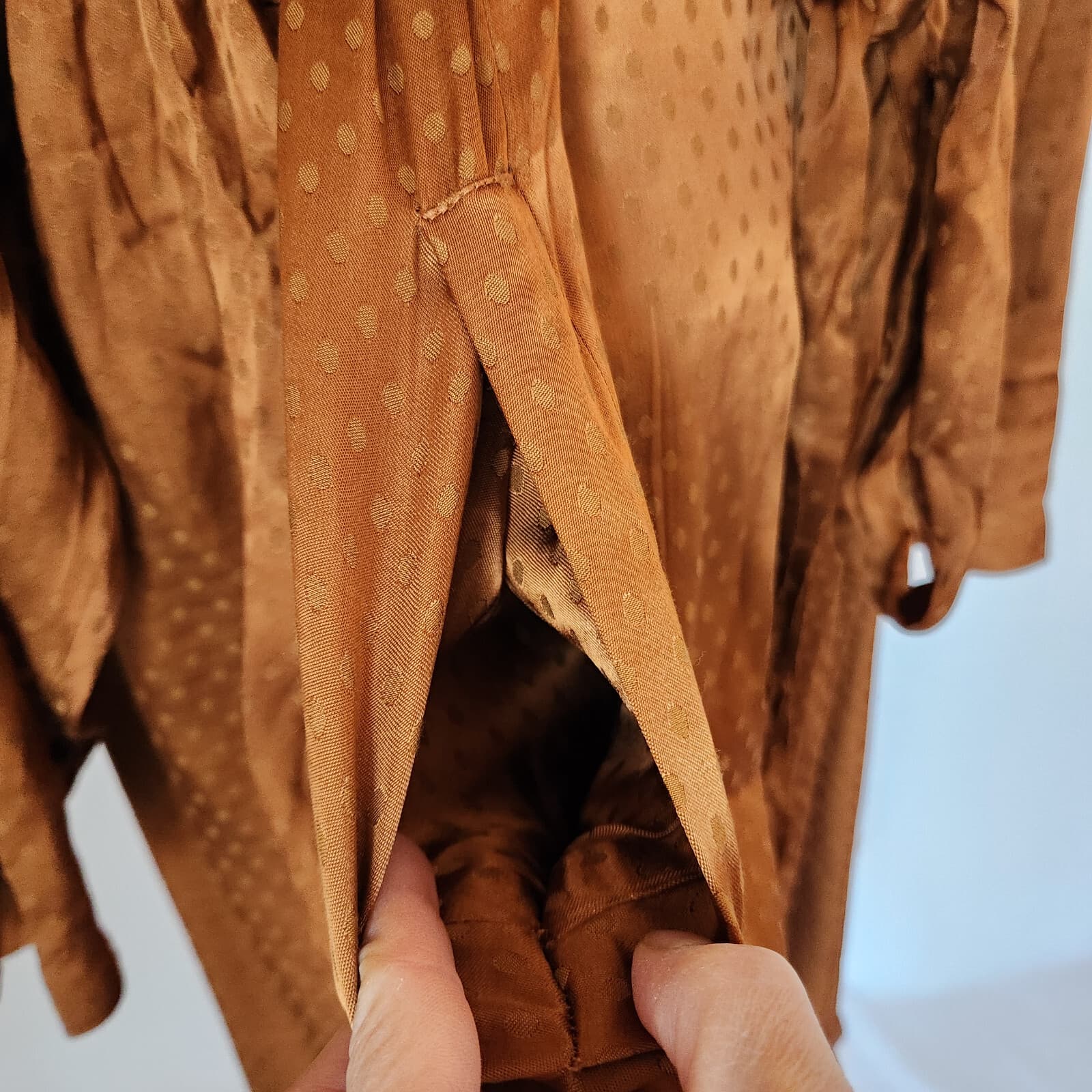 NWoT Torrid Satin Dotted Trench Coat Belted Pocket Copper Brown Women's 5X - Thumbnail 10