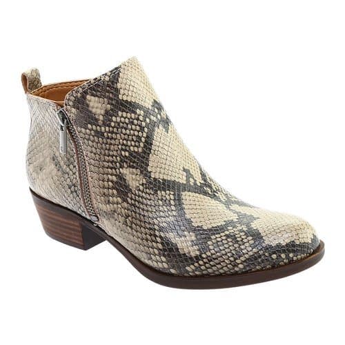 EUC Lucky Brand Brintly2 Snakeskin Leather Bootie Zipper Tan-Black Women US11M - Thumbnail 4