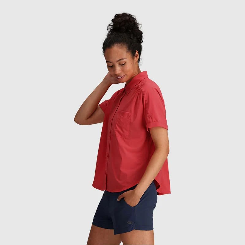 Outdoor Research Astroman UPF 30 Sun Shirt Short Sleeve Pocket Red Women's XXL - Thumbnail 5