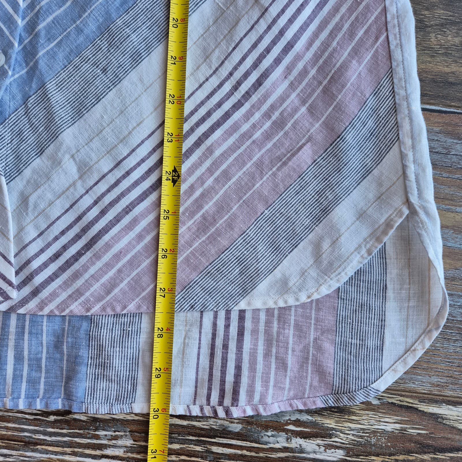 Chico's No Iron Linen Button-Up Shirt 3/4 Sleeve Multicolor Stripe Sz.2OP (4/6P) - Thumbnail 9