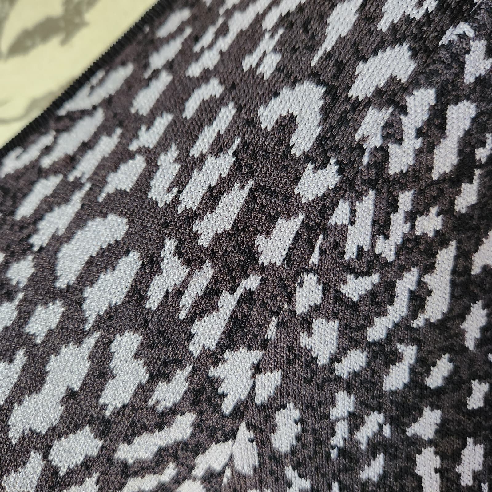 NWoT Rebecca Taylor Leopard Knit Dress Bodycon Long Sleeve Black Grey Sz.S - Thumbnail 4