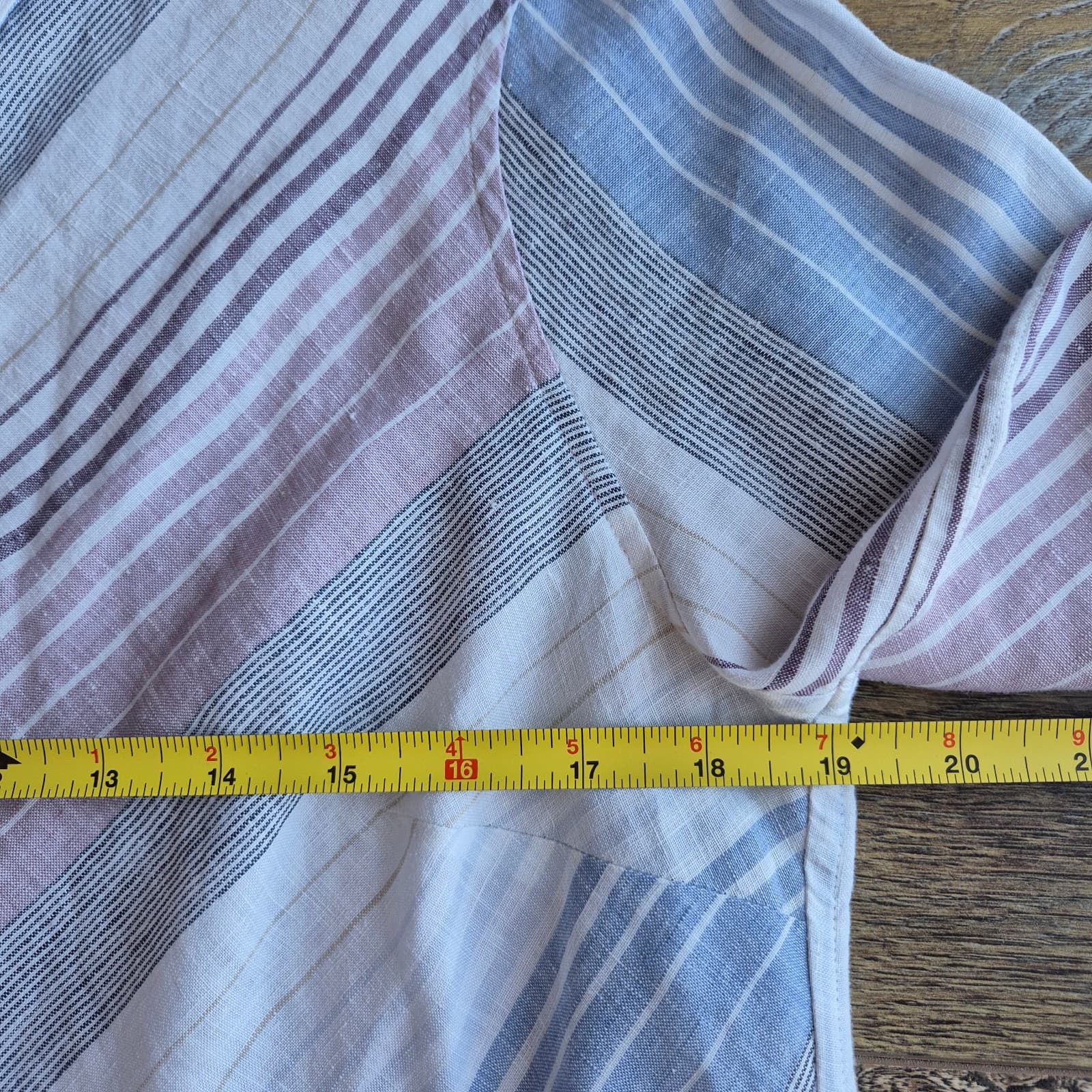Chico's No Iron Linen Button-Up Shirt 3/4 Sleeve Multicolor Stripe Sz.2OP (4/6P) - Thumbnail 8