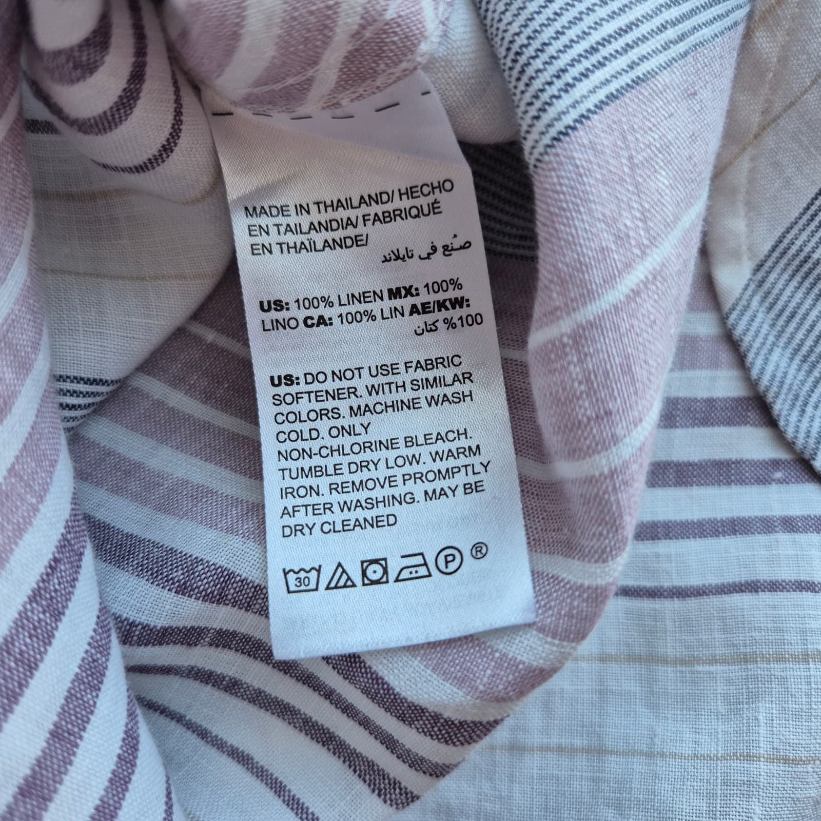 Chico's No Iron Linen Button-Up Shirt 3/4 Sleeve Multicolor Stripe Sz.2OP (4/6P) - Thumbnail 6