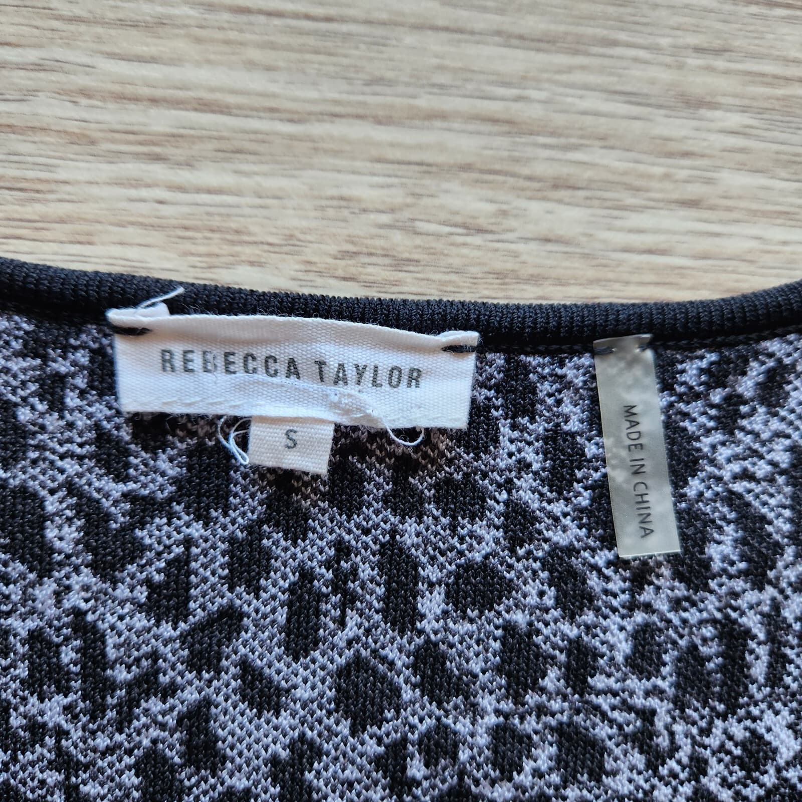 NWoT Rebecca Taylor Leopard Knit Dress Bodycon Long Sleeve Black Grey Sz.S - Thumbnail 8