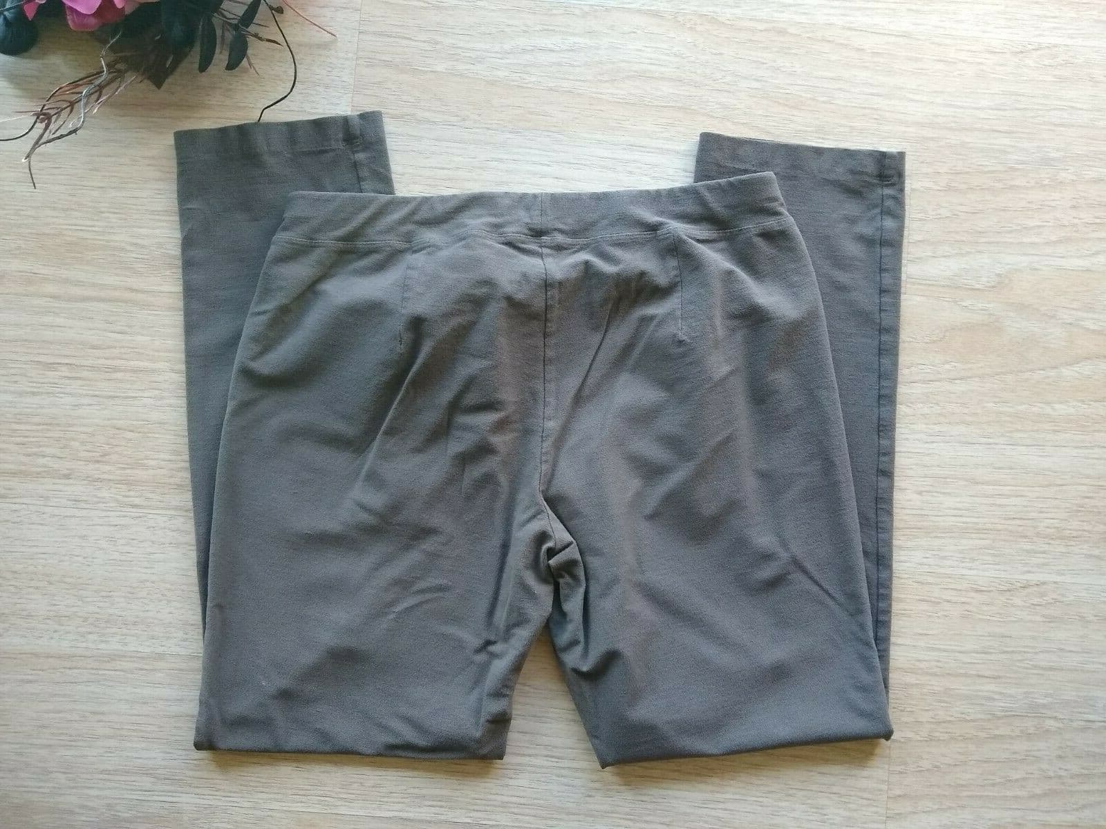Eileen Fisher Viscose Blend Stretch Knit Crop Pants Pullon Elastic Waist Brown S - Thumbnail 6