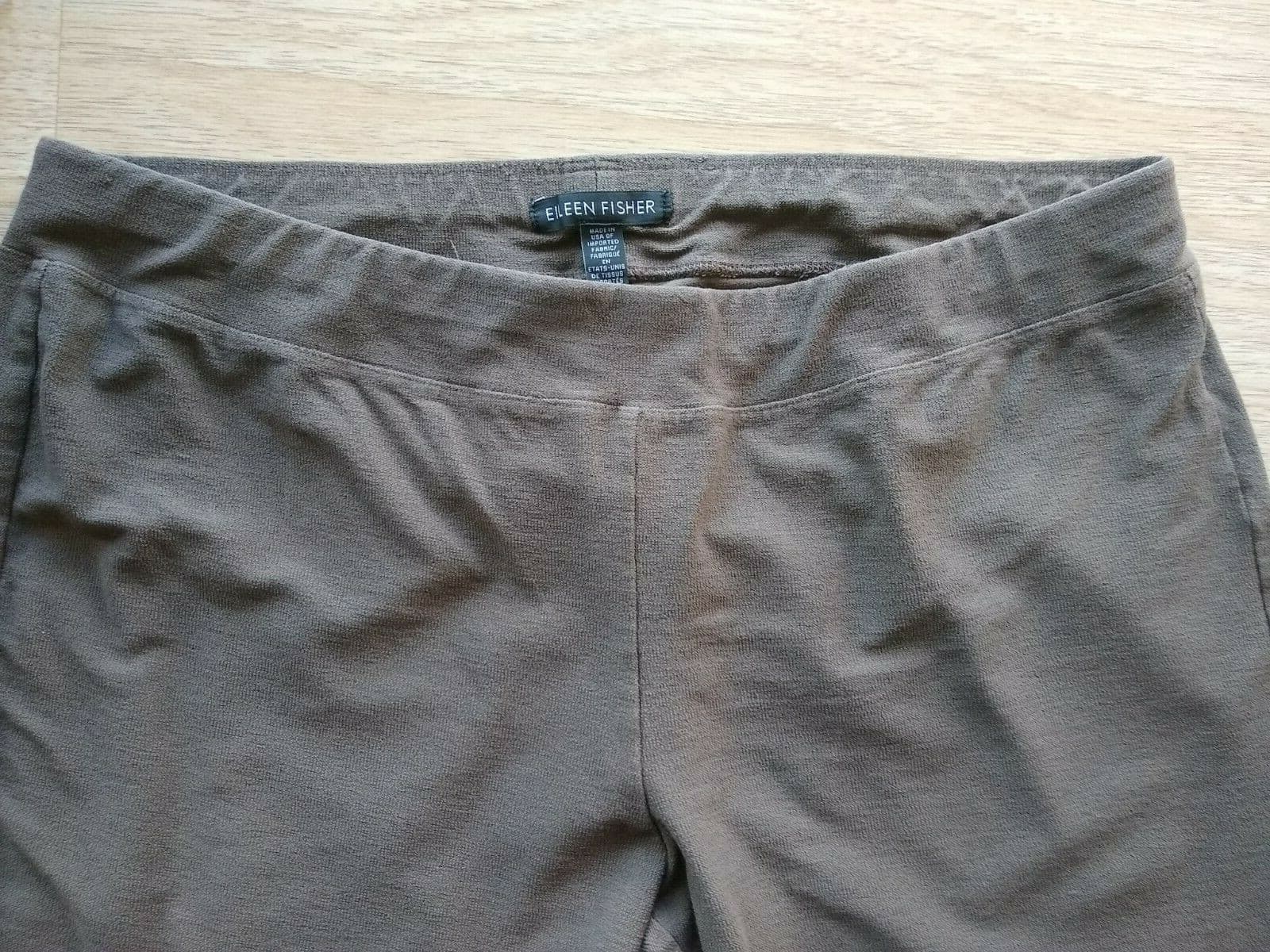 Eileen Fisher Viscose Blend Stretch Knit Crop Pants Pullon Elastic Waist Brown S - Thumbnail 3