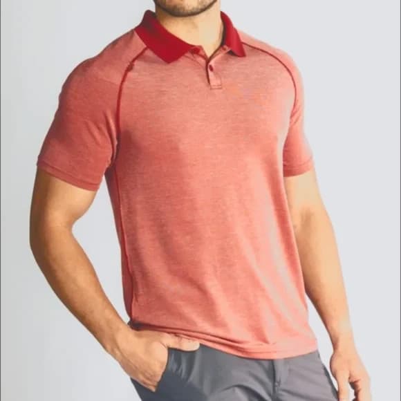 RHONE Delta Pique Polo Premium Lightweight Mesh Shirt Short Sleeve Red Men's S - Thumbnail 2