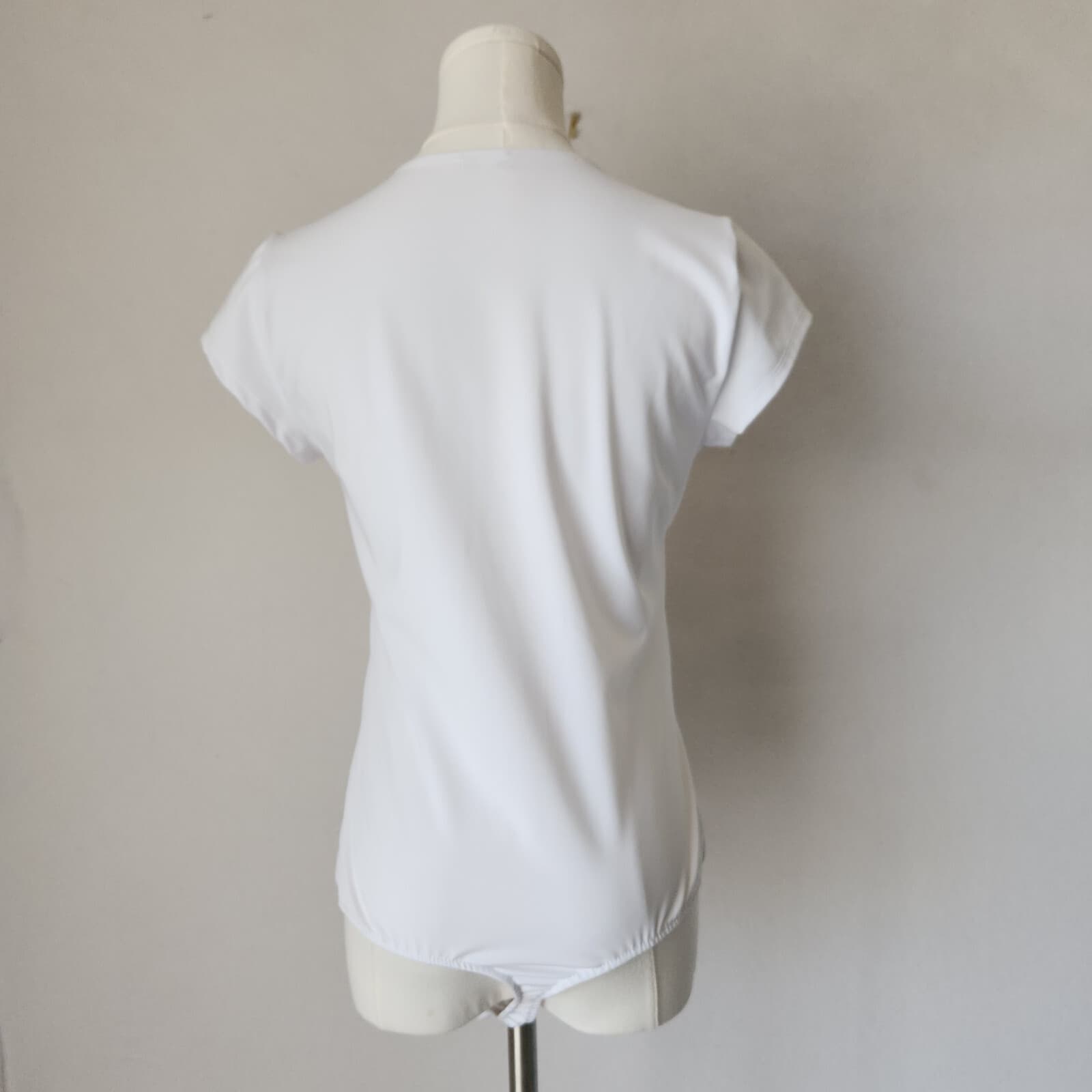Free People Intimately Square Eyes Bodysuit Short Sleeve Snap White Jersey Sz.L - Thumbnail 10