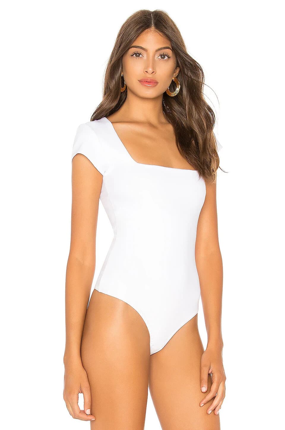 Free People Intimately Square Eyes Bodysuit Short Sleeve Snap White Jersey Sz.L - Thumbnail 6