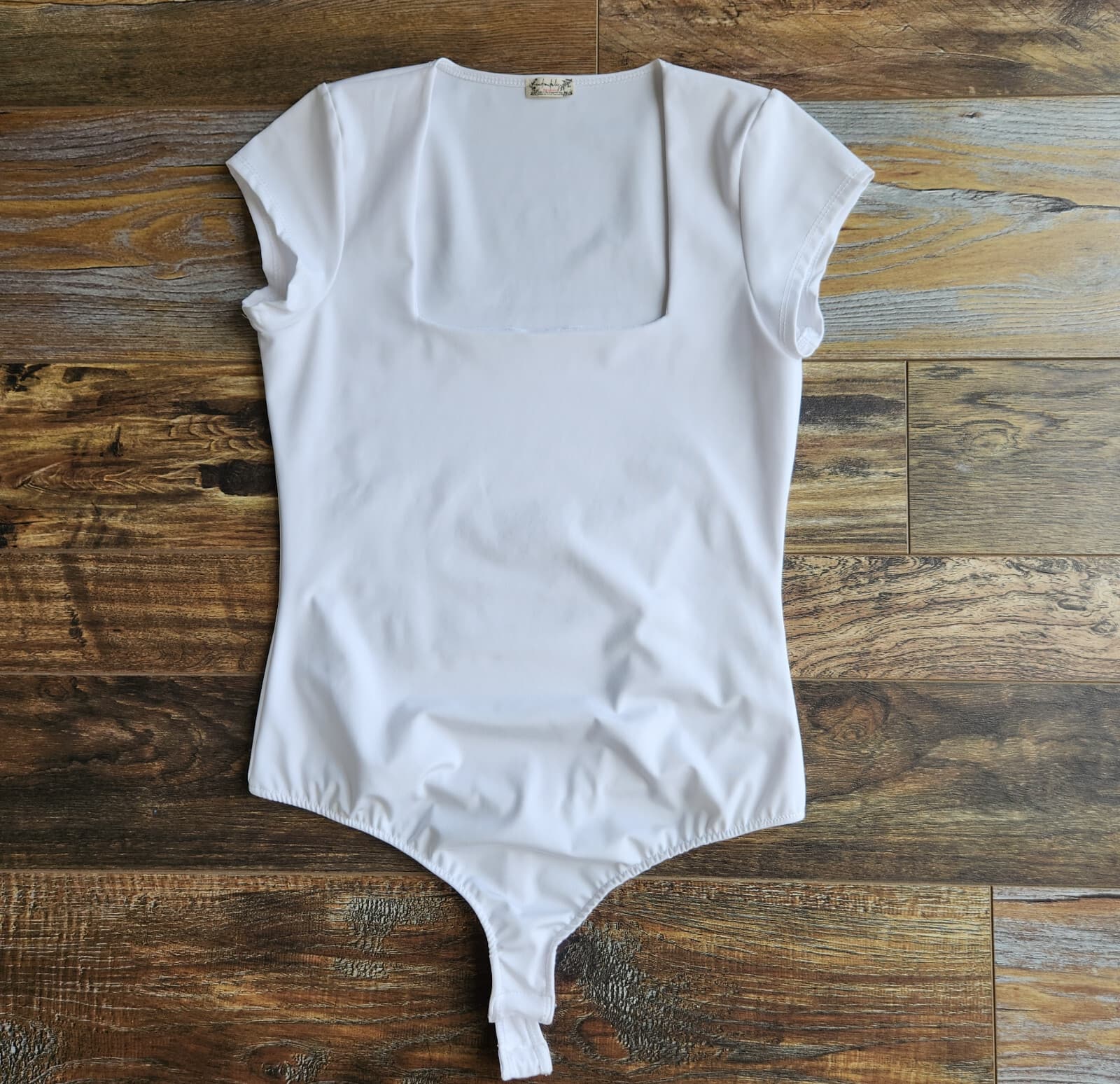 Free People Intimately Square Eyes Bodysuit Short Sleeve Snap White Jersey Sz.L - Thumbnail 12
