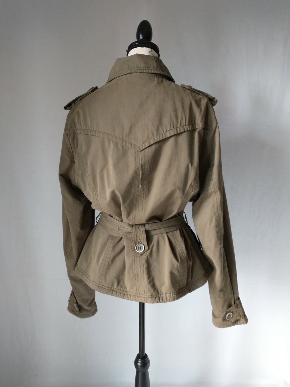 GRAMICCI Fleece Lined Military Jacket Single Breasted Belt Green Women Sz.XL - Thumbnail 7
